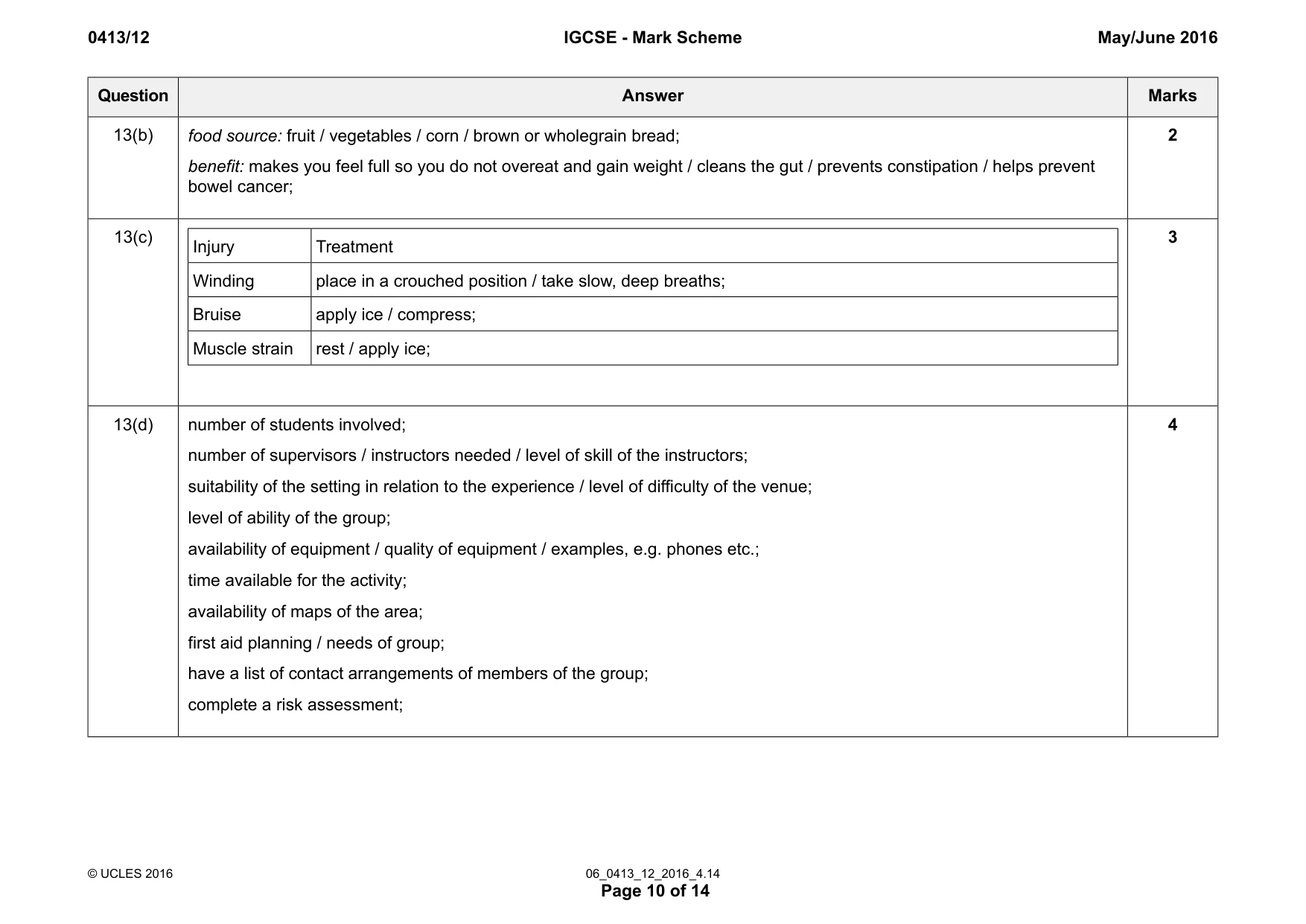 Mark scheme, page 10 of 14