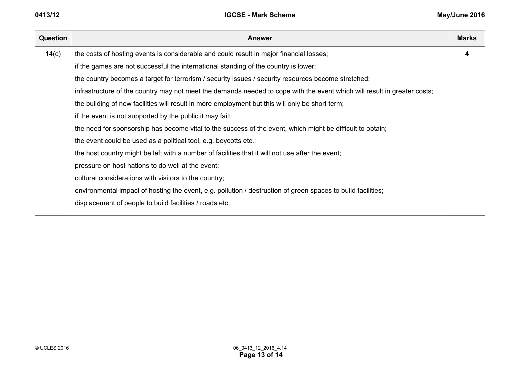 Mark scheme, page 13 of 14