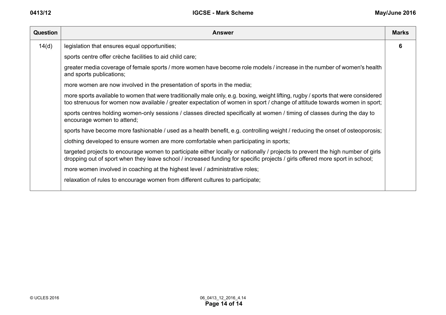 Mark scheme, page 14 of 14