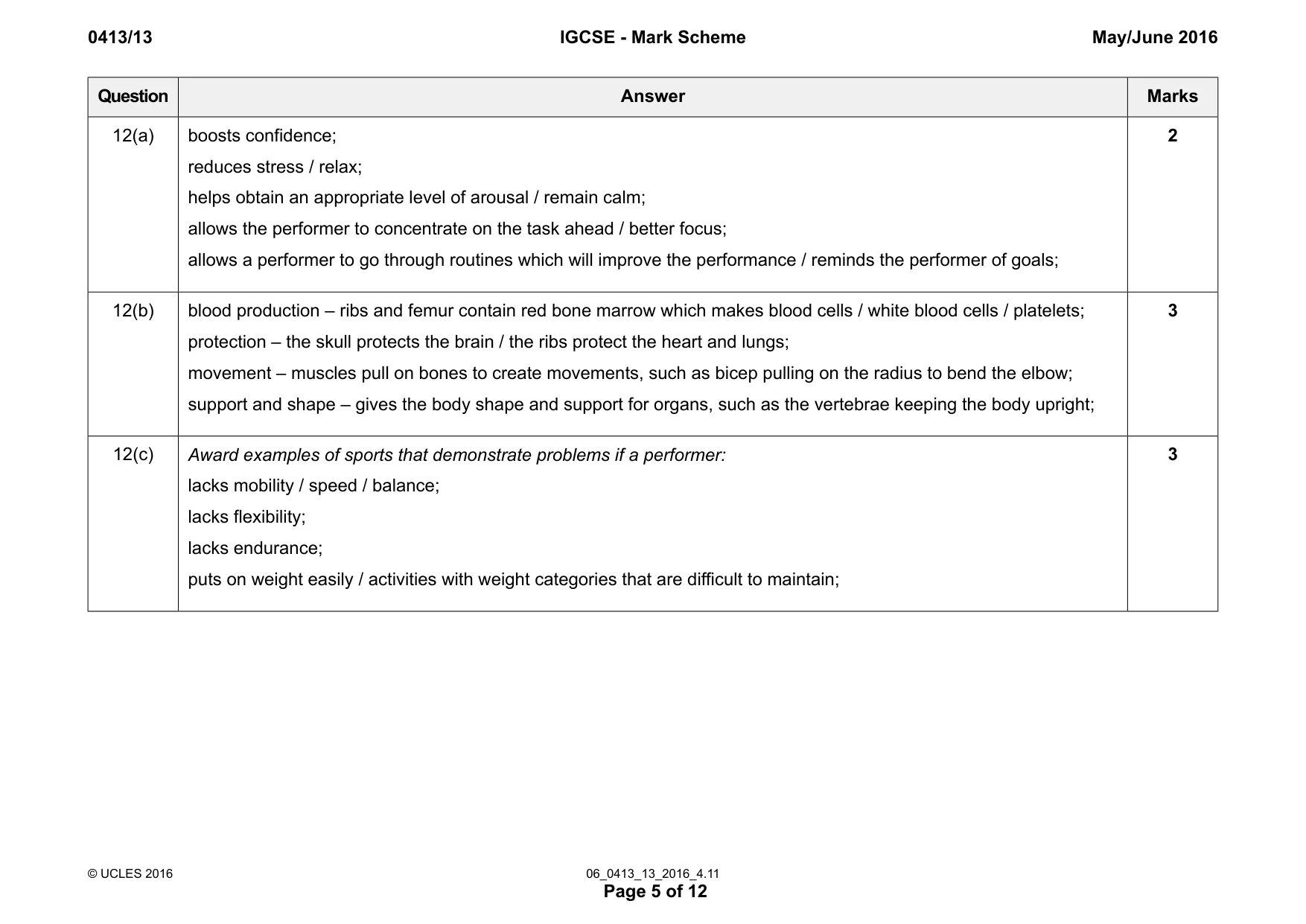 Mark scheme, page 5 of 12