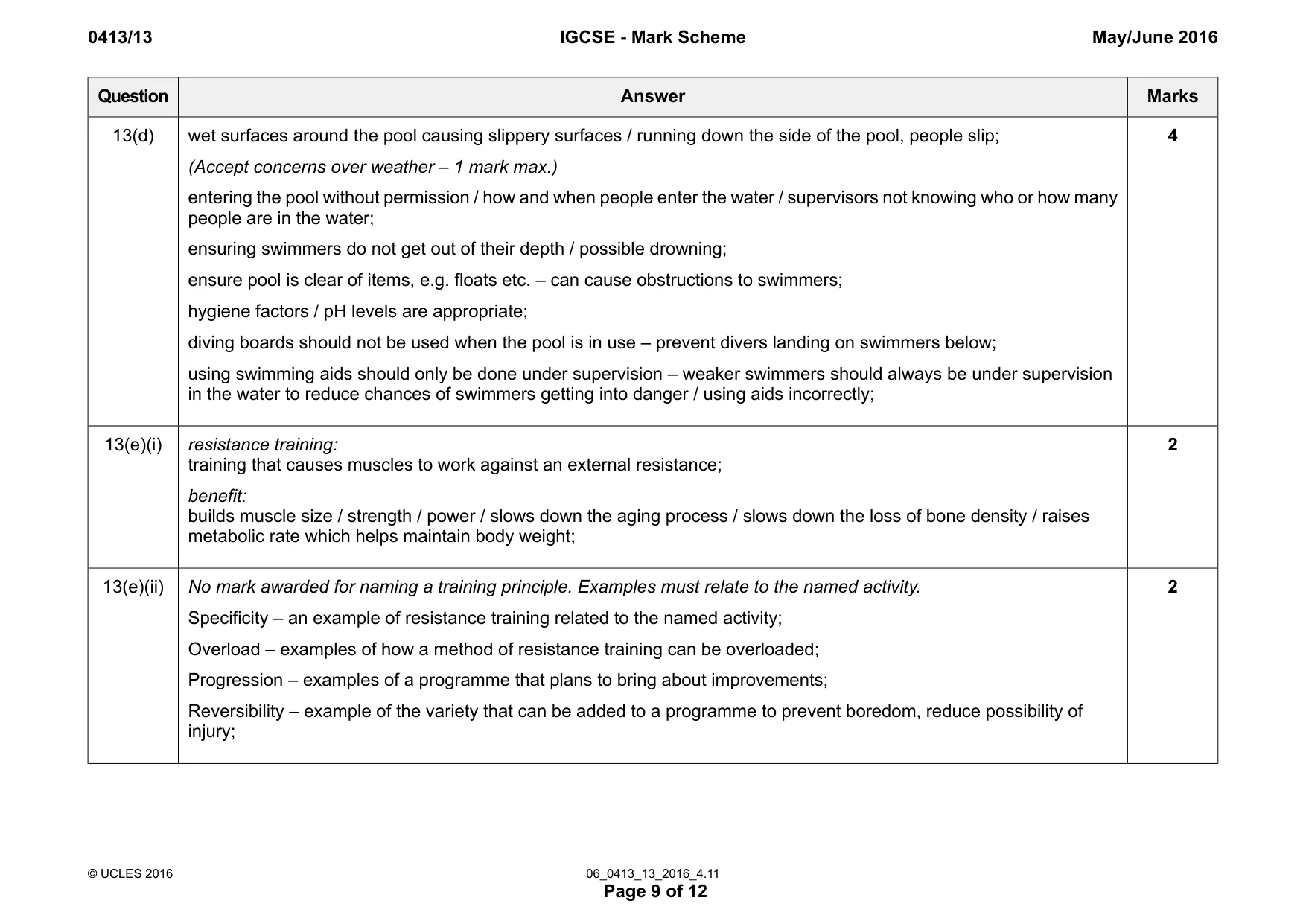 Mark scheme, page 9 of 12