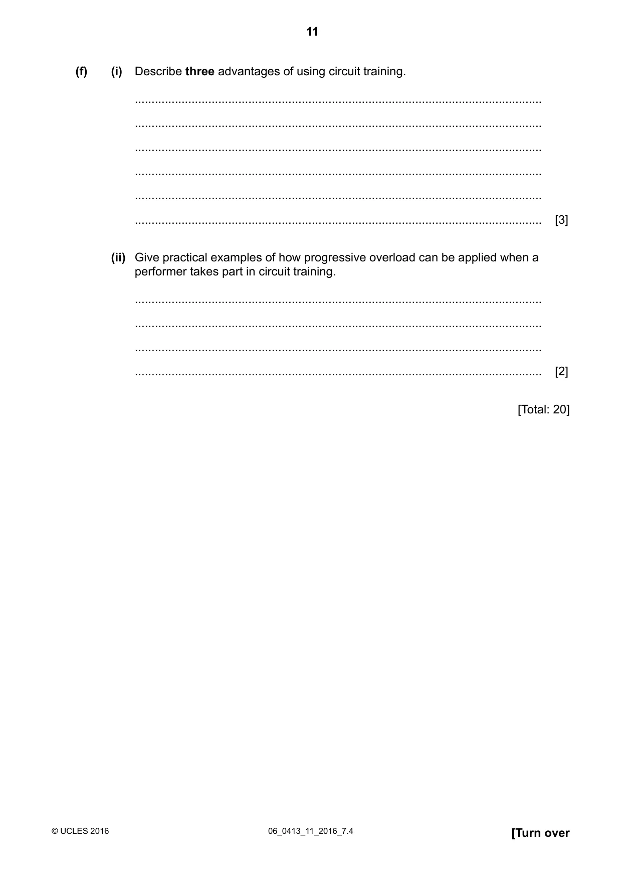 Cambridge IGCSE Physical Education 0413 2016 May/June Paper 1 · Variant 1 question paper, page 11 of 16