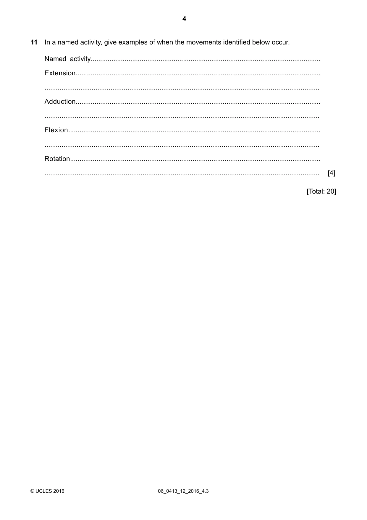 Cambridge IGCSE Physical Education 0413 2016 May/June Paper 1 · Variant 2 question paper, page 4 of 12
