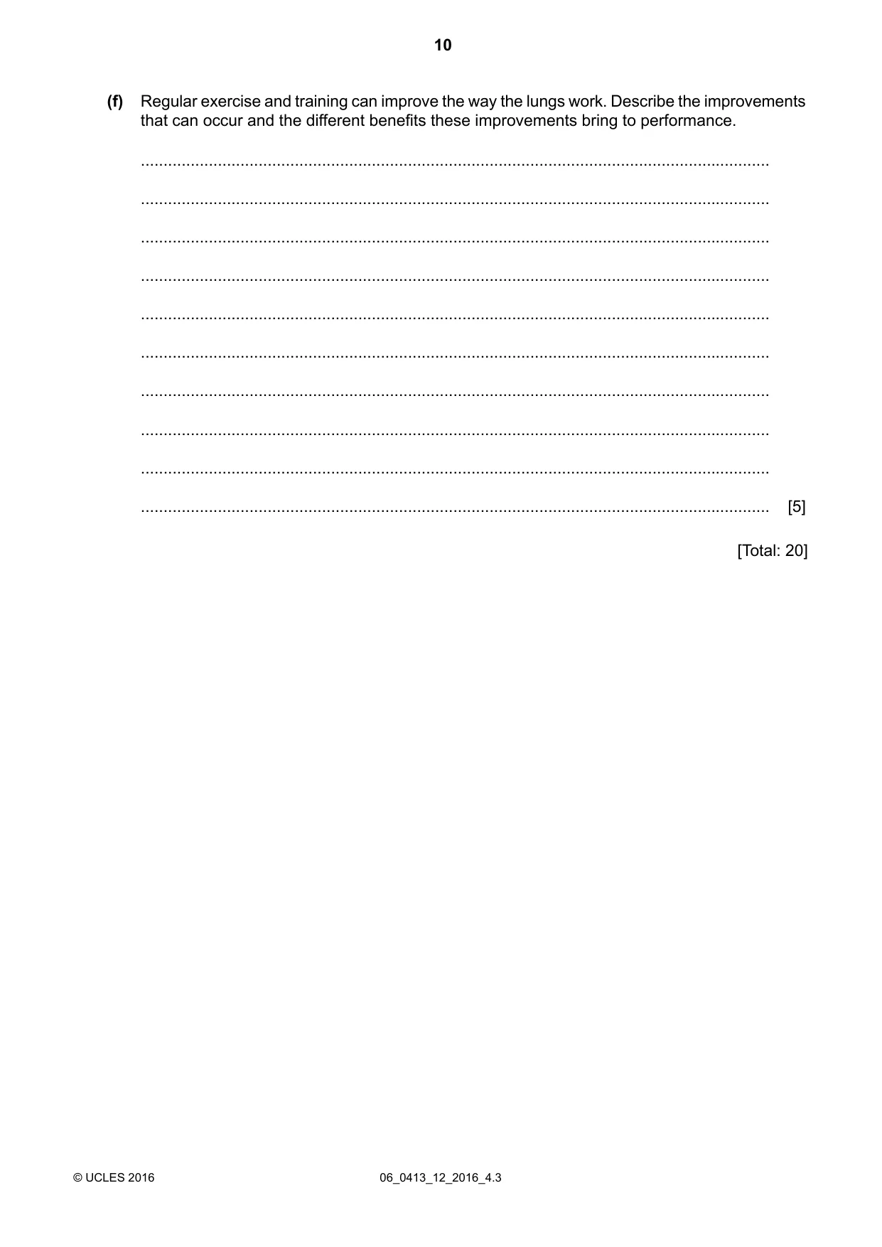 Cambridge IGCSE Physical Education 0413 2016 May/June Paper 1 · Variant 2 question paper, page 10 of 12