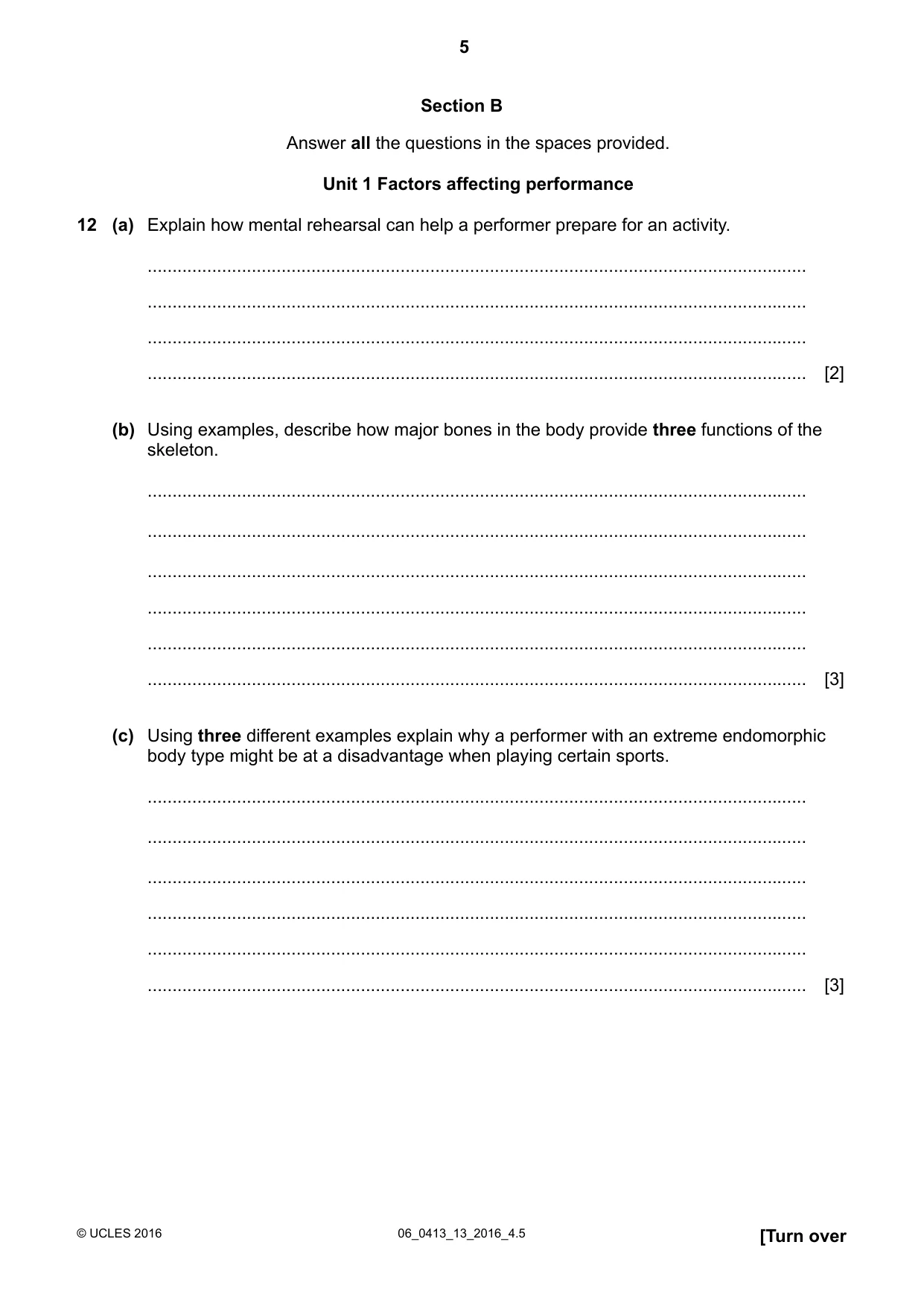 Cambridge IGCSE Physical Education 0413 2016 May/June Paper 1 · Variant 3 question paper, page 5 of 12