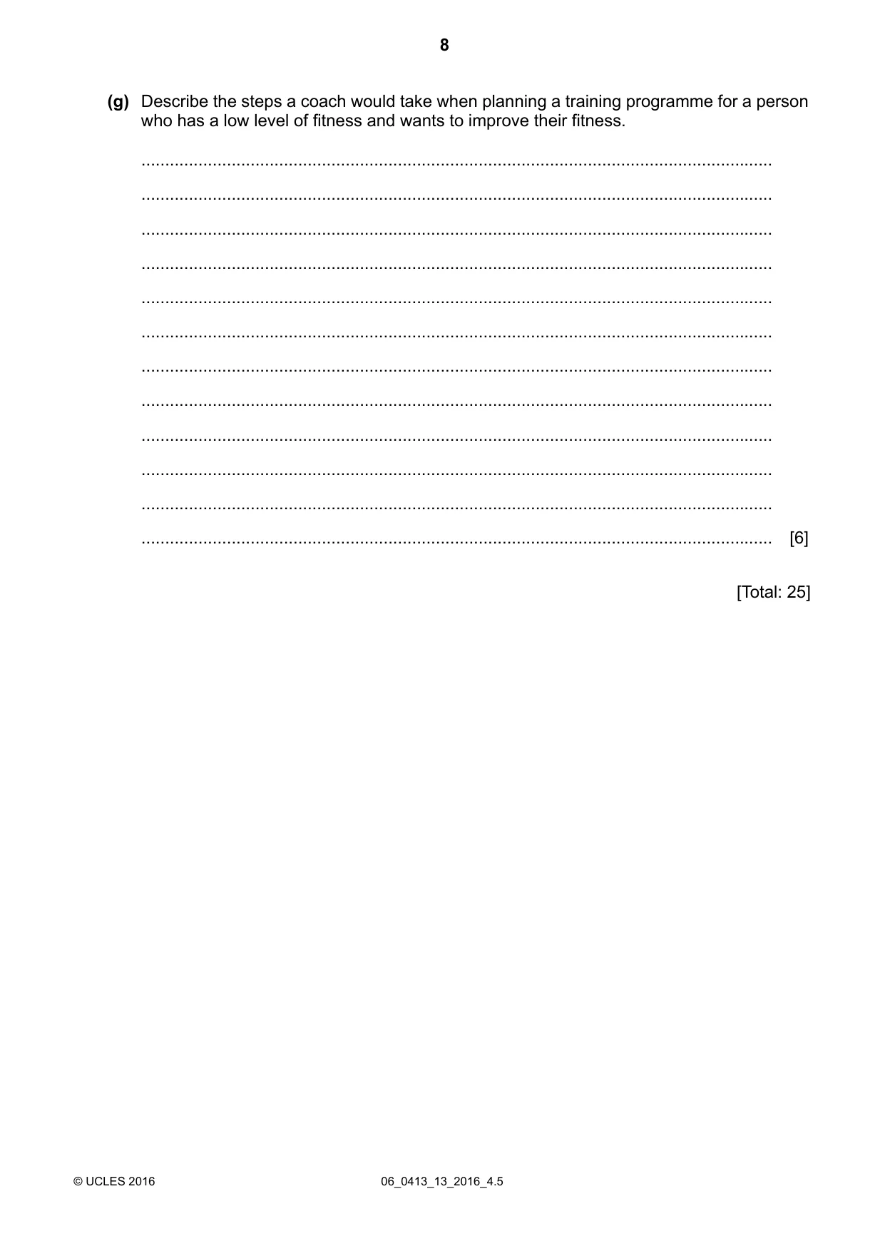 Cambridge IGCSE Physical Education 0413 2016 May/June Paper 1 · Variant 3 question paper, page 8 of 12