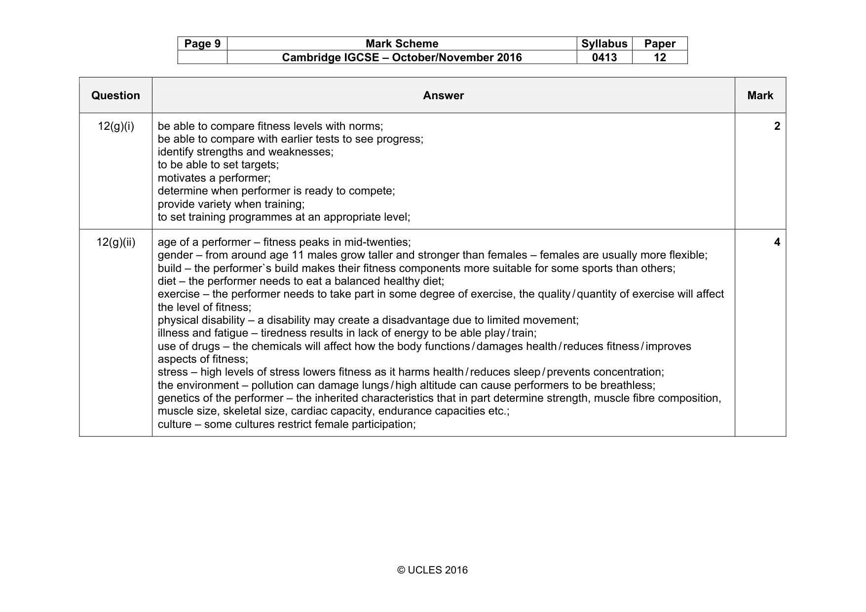Mark scheme, page 9 of 13