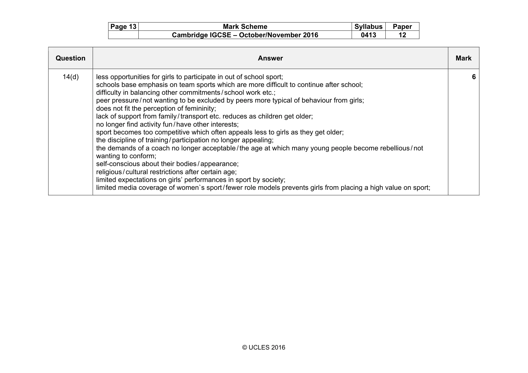 Mark scheme, page 13 of 13