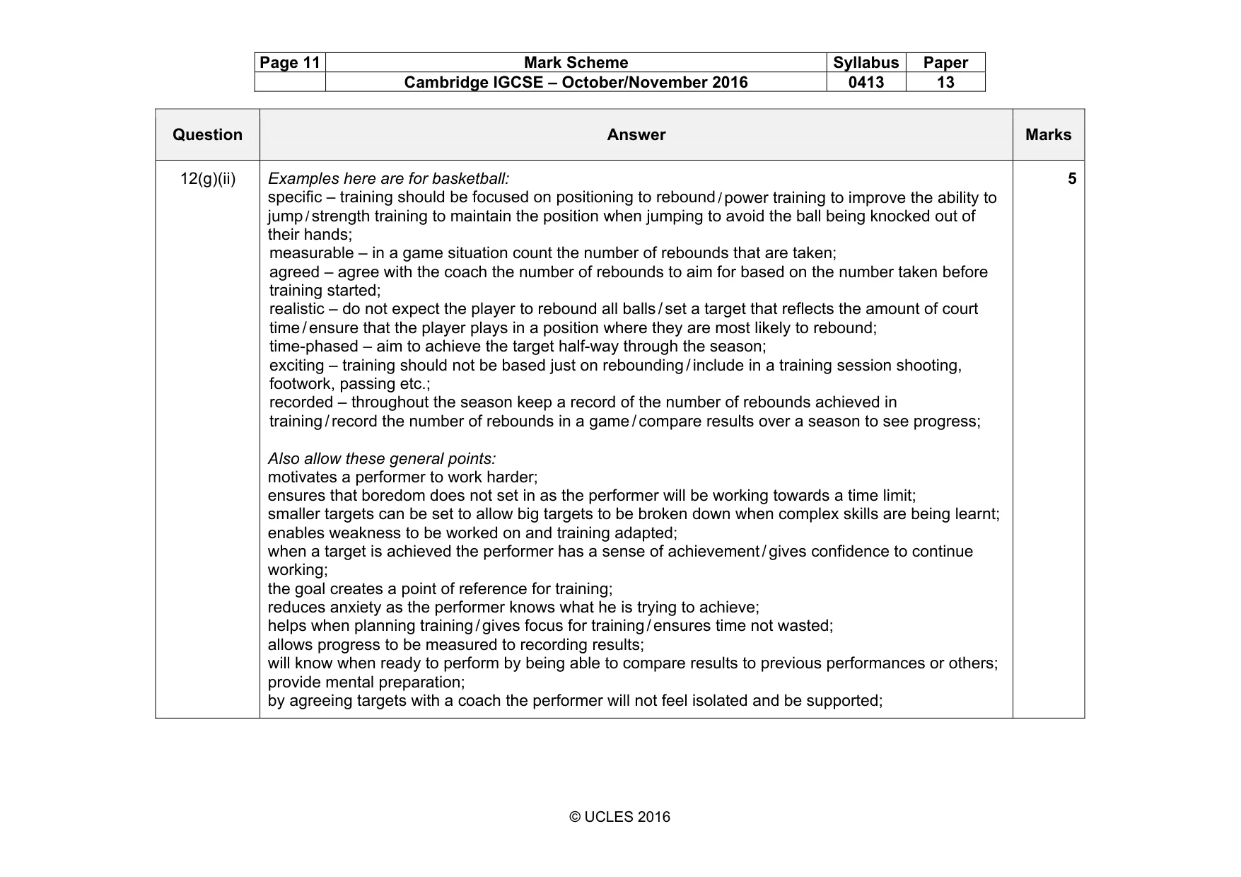 Mark scheme, page 11 of 16