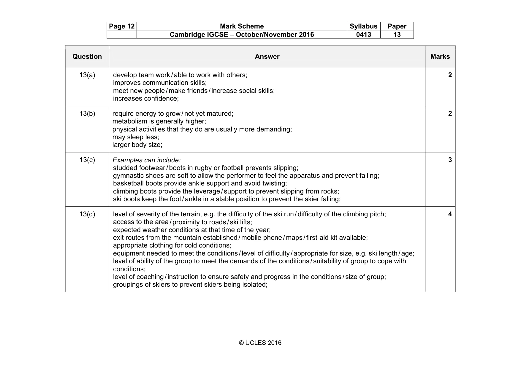 Mark scheme, page 12 of 16