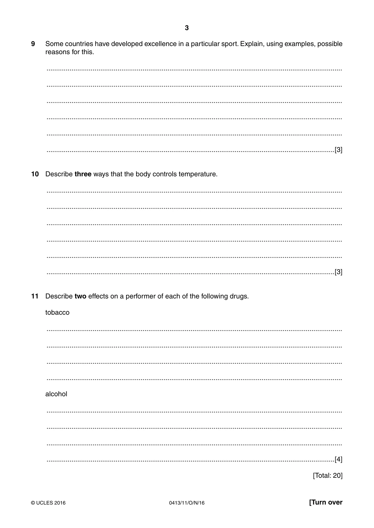 Cambridge IGCSE Physical Education 0413 2016 Oct/Nov Paper 1 · Variant 1 question paper, page 3 of 12