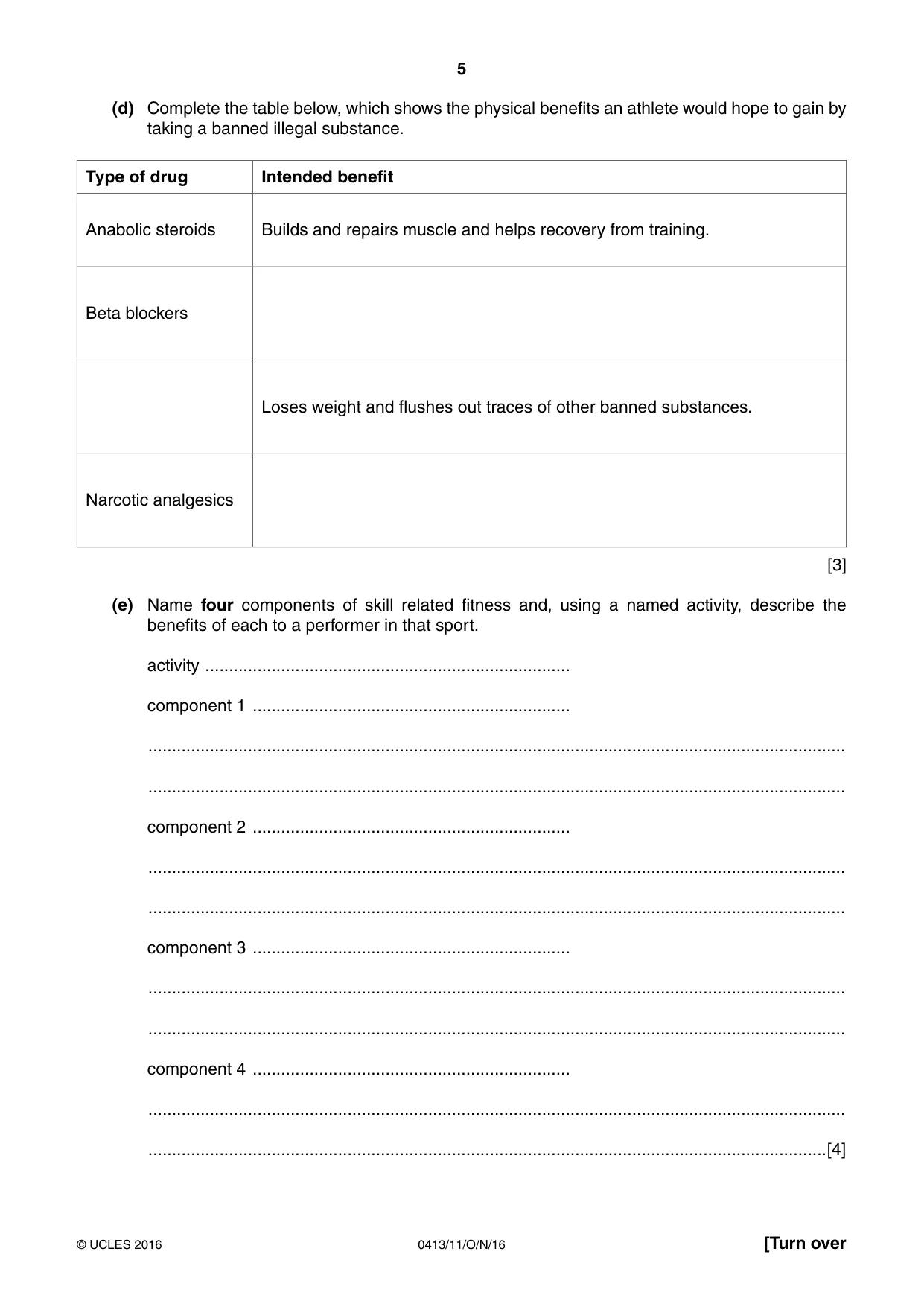 Cambridge IGCSE Physical Education 0413 2016 Oct/Nov Paper 1 · Variant 1 question paper, page 5 of 12