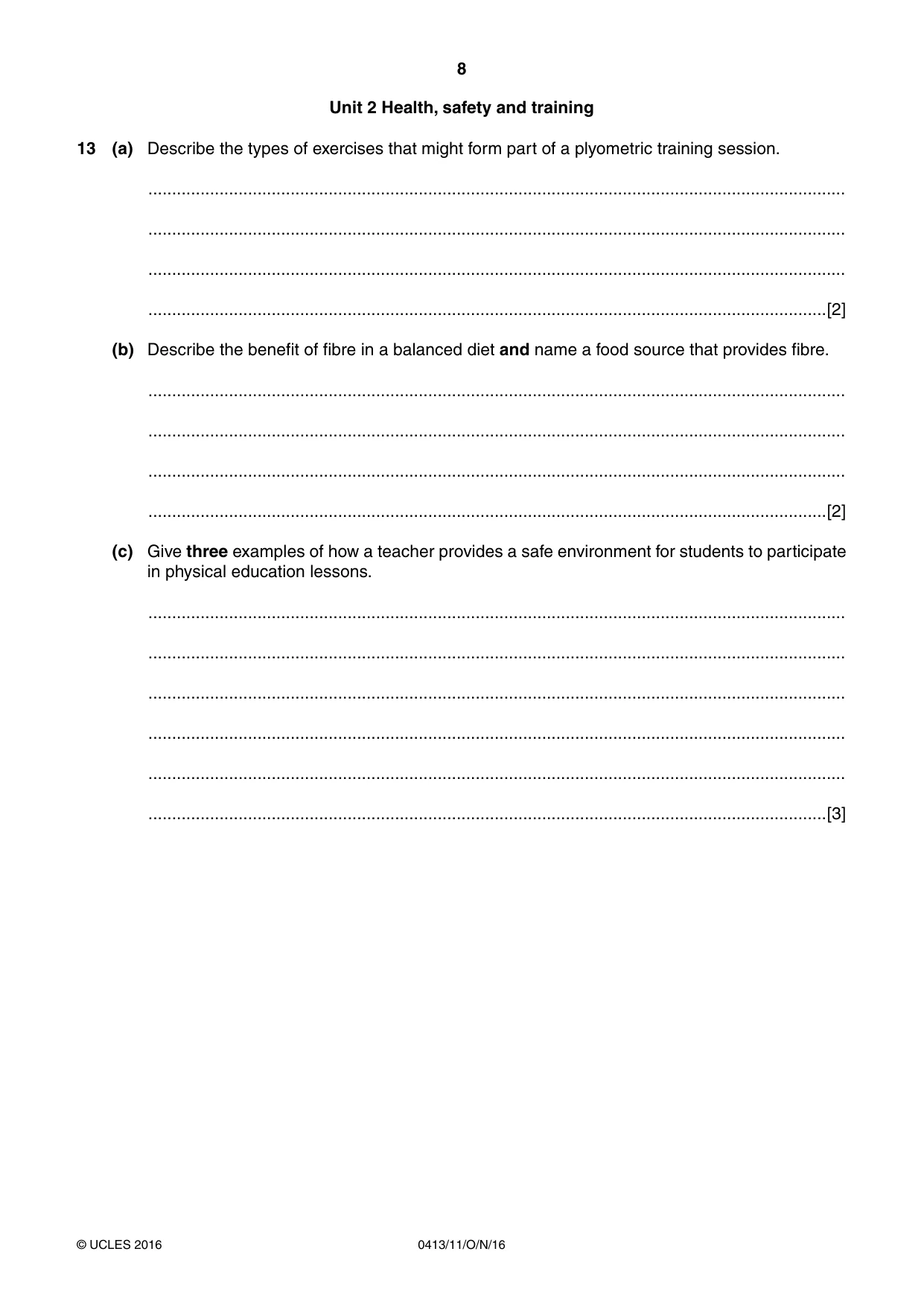 Cambridge IGCSE Physical Education 0413 2016 Oct/Nov Paper 1 · Variant 1 question paper, page 8 of 12