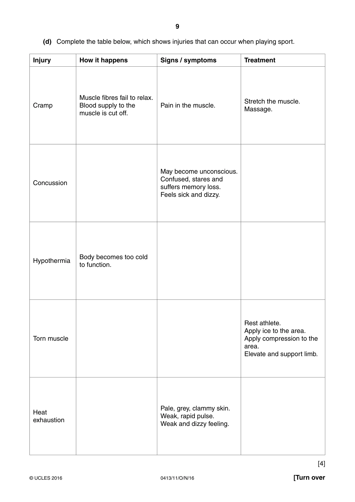Cambridge IGCSE Physical Education 0413 2016 Oct/Nov Paper 1 · Variant 1 question paper, page 9 of 12