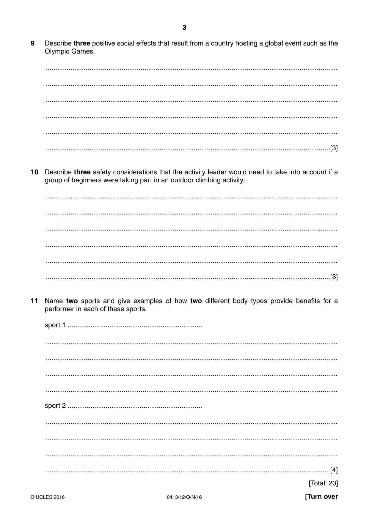 Cambridge IGCSE Physical Education 0413 2016 Oct/Nov Paper 1 · Variant 2 question paper, page 3 of 12