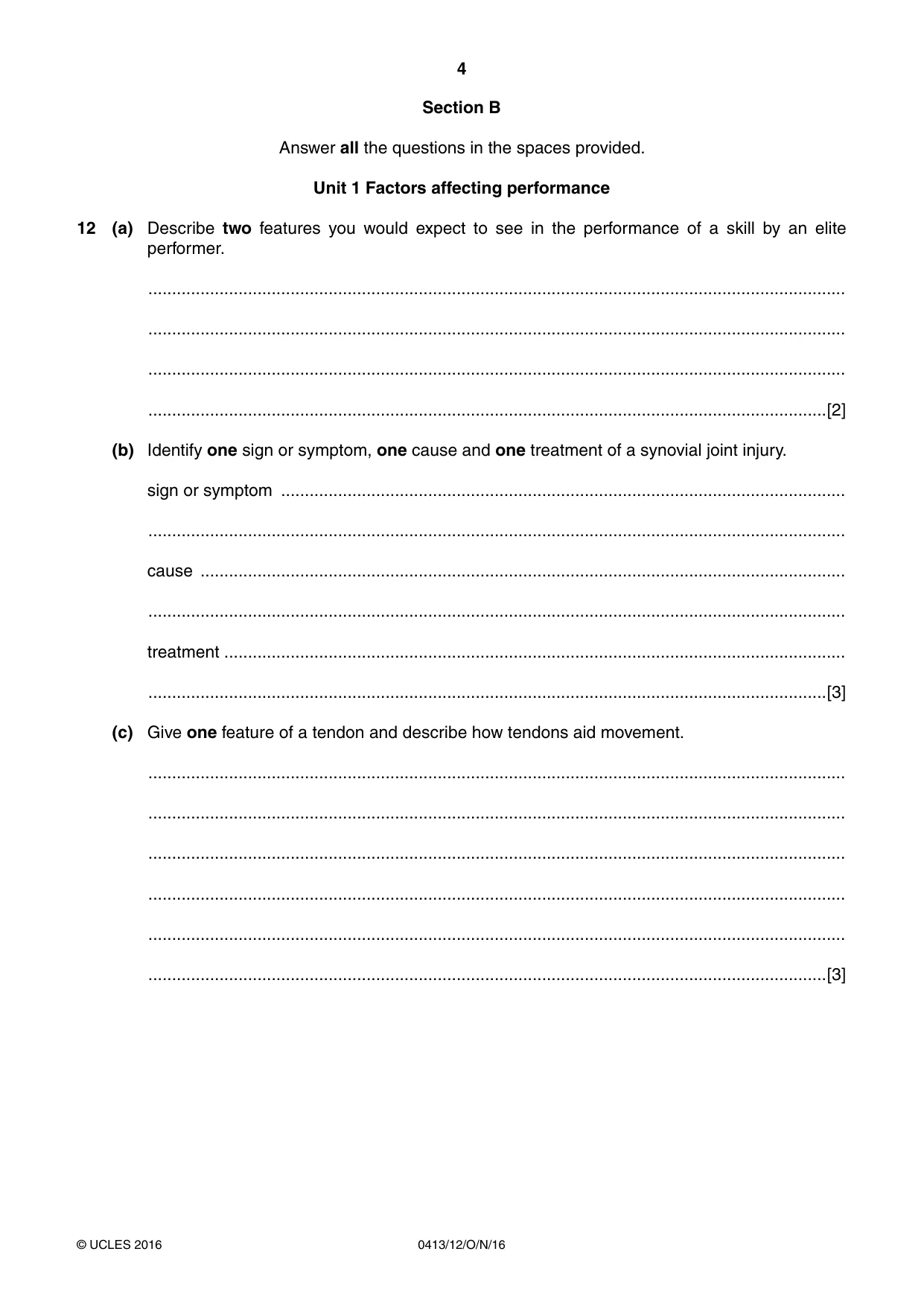 Cambridge IGCSE Physical Education 0413 2016 Oct/Nov Paper 1 · Variant 2 question paper, page 4 of 12