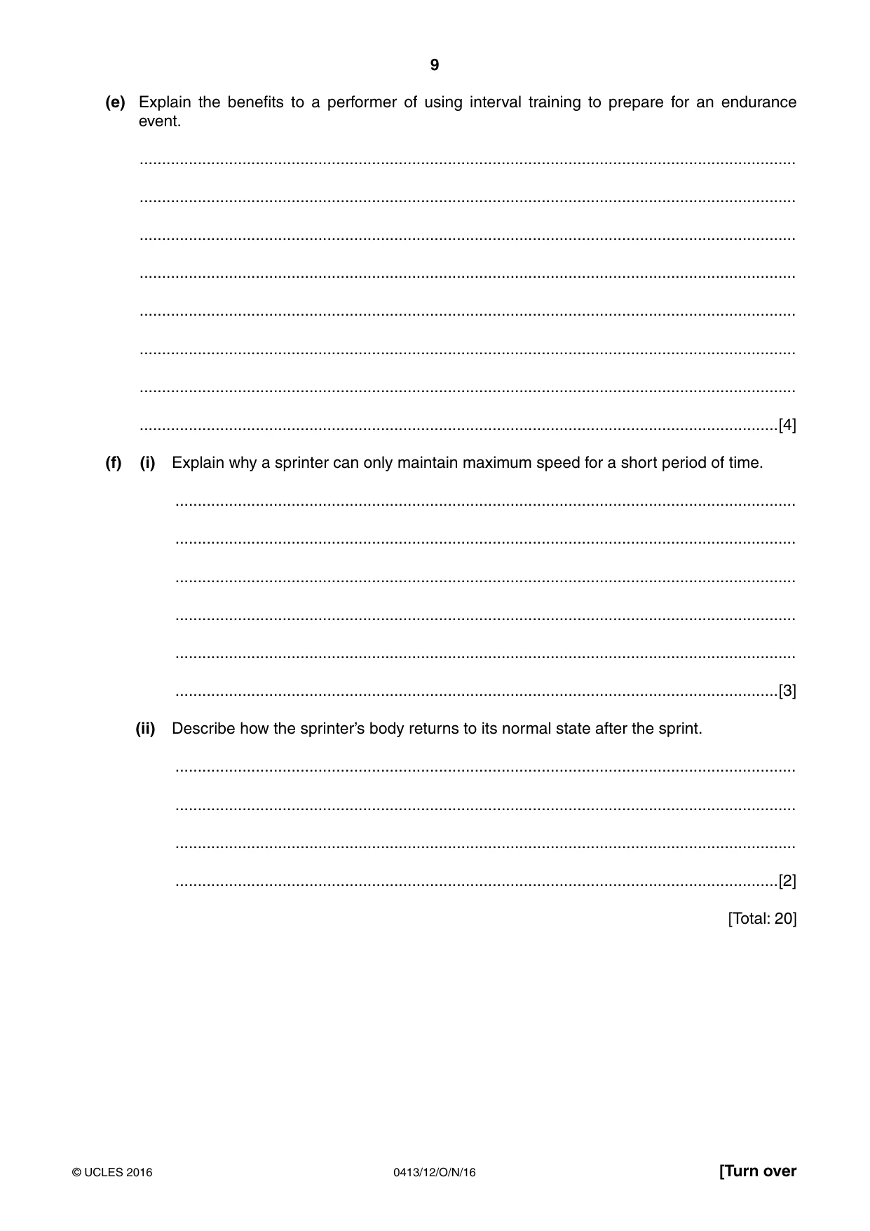 Cambridge IGCSE Physical Education 0413 2016 Oct/Nov Paper 1 · Variant 2 question paper, page 9 of 12