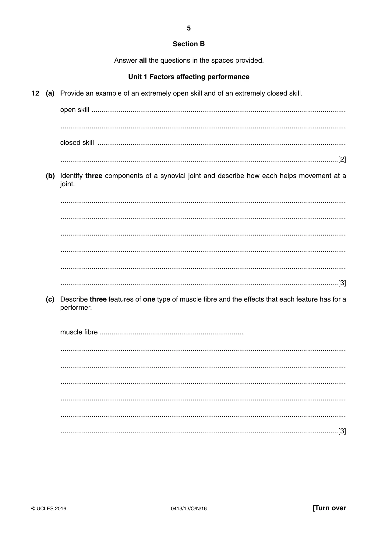 Cambridge IGCSE Physical Education 0413 2016 Oct/Nov Paper 1 · Variant 3 question paper, page 5 of 12