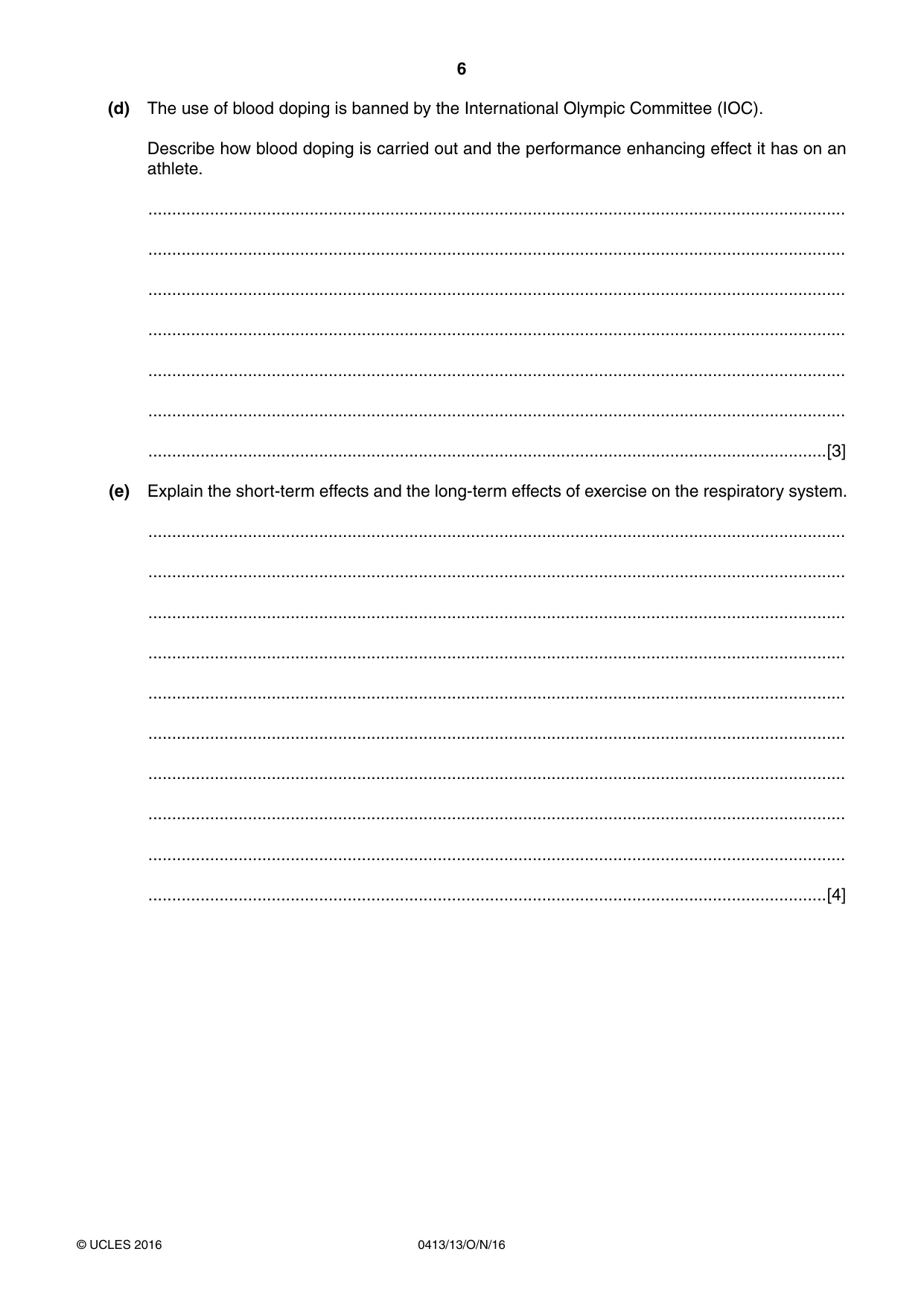 Cambridge IGCSE Physical Education 0413 2016 Oct/Nov Paper 1 · Variant 3 question paper, page 6 of 12