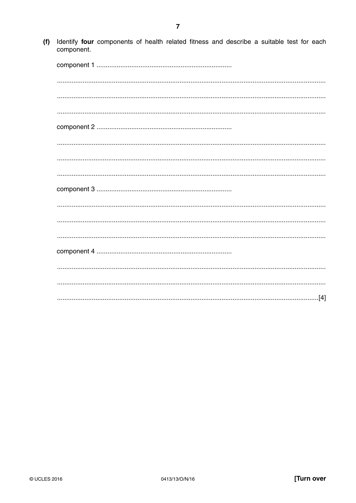 Cambridge IGCSE Physical Education 0413 2016 Oct/Nov Paper 1 · Variant 3 question paper, page 7 of 12