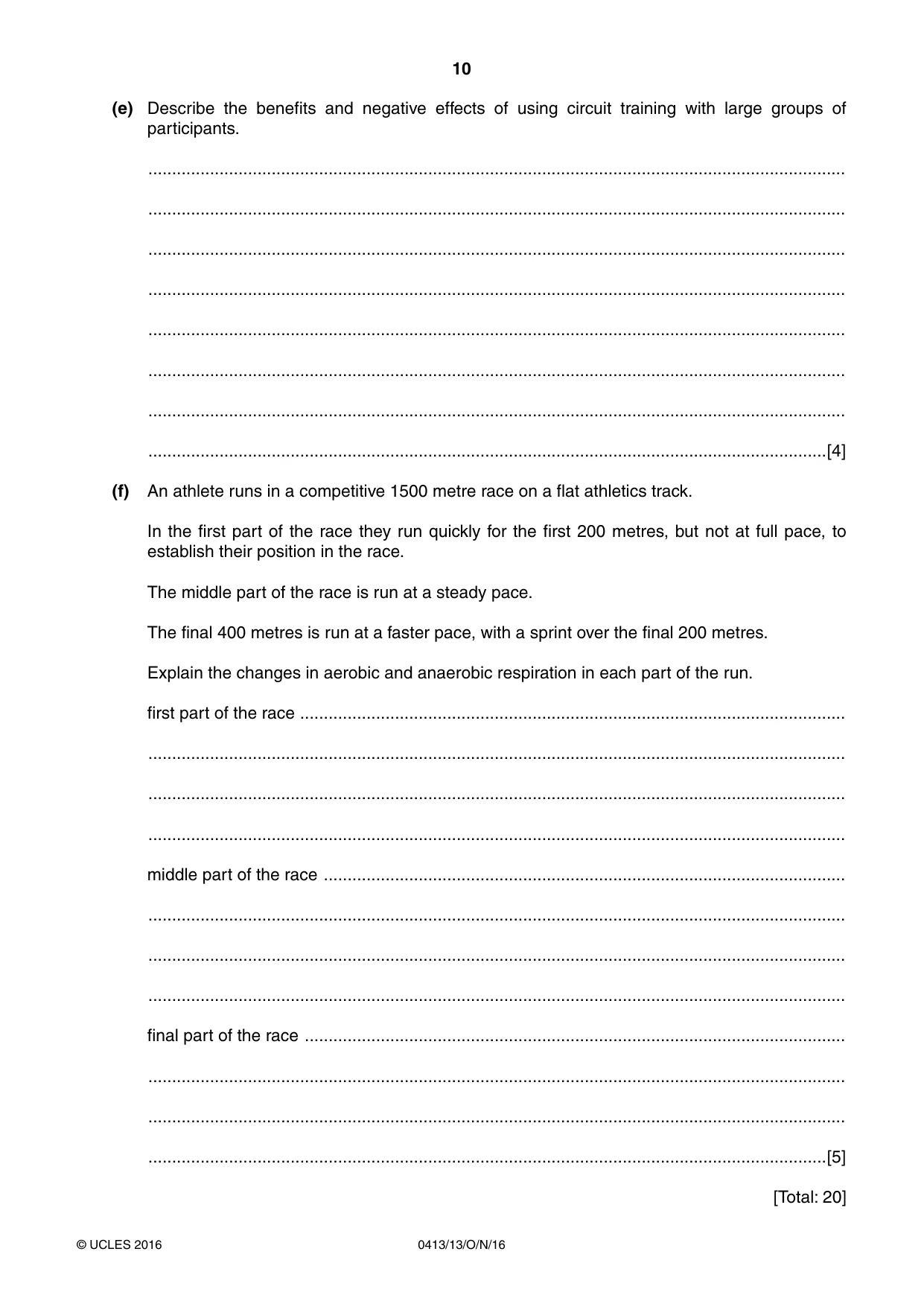 Cambridge IGCSE Physical Education 0413 2016 Oct/Nov Paper 1 · Variant 3 question paper, page 10 of 12