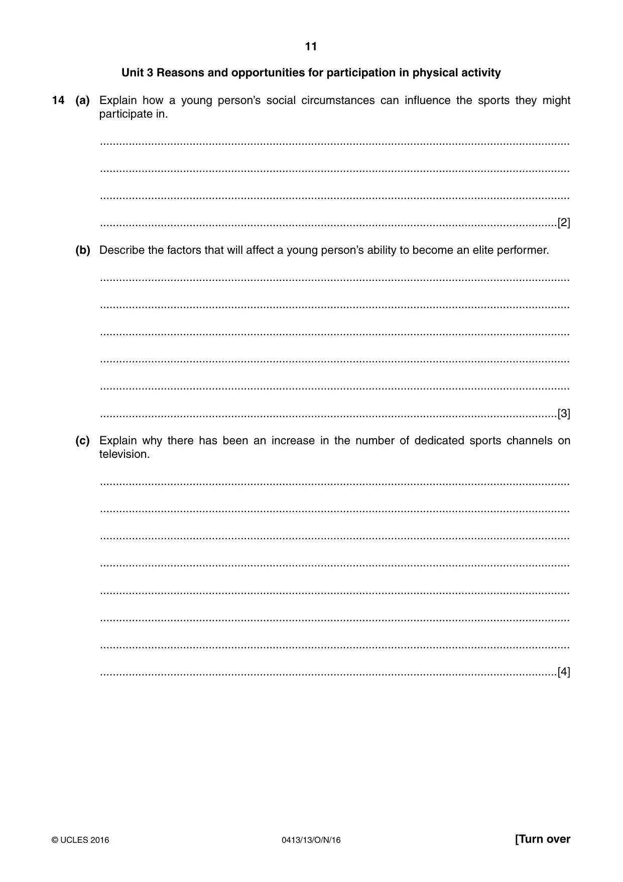 Cambridge IGCSE Physical Education 0413 2016 Oct/Nov Paper 1 · Variant 3 question paper, page 11 of 12