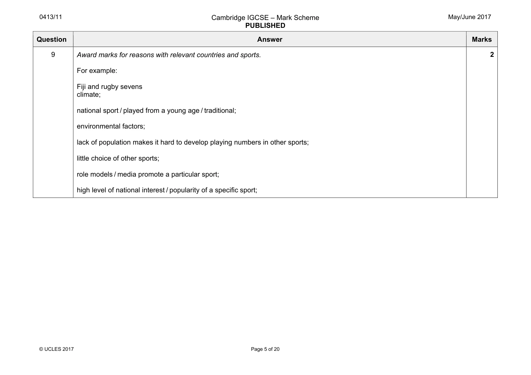 Mark scheme, page 5 of 20