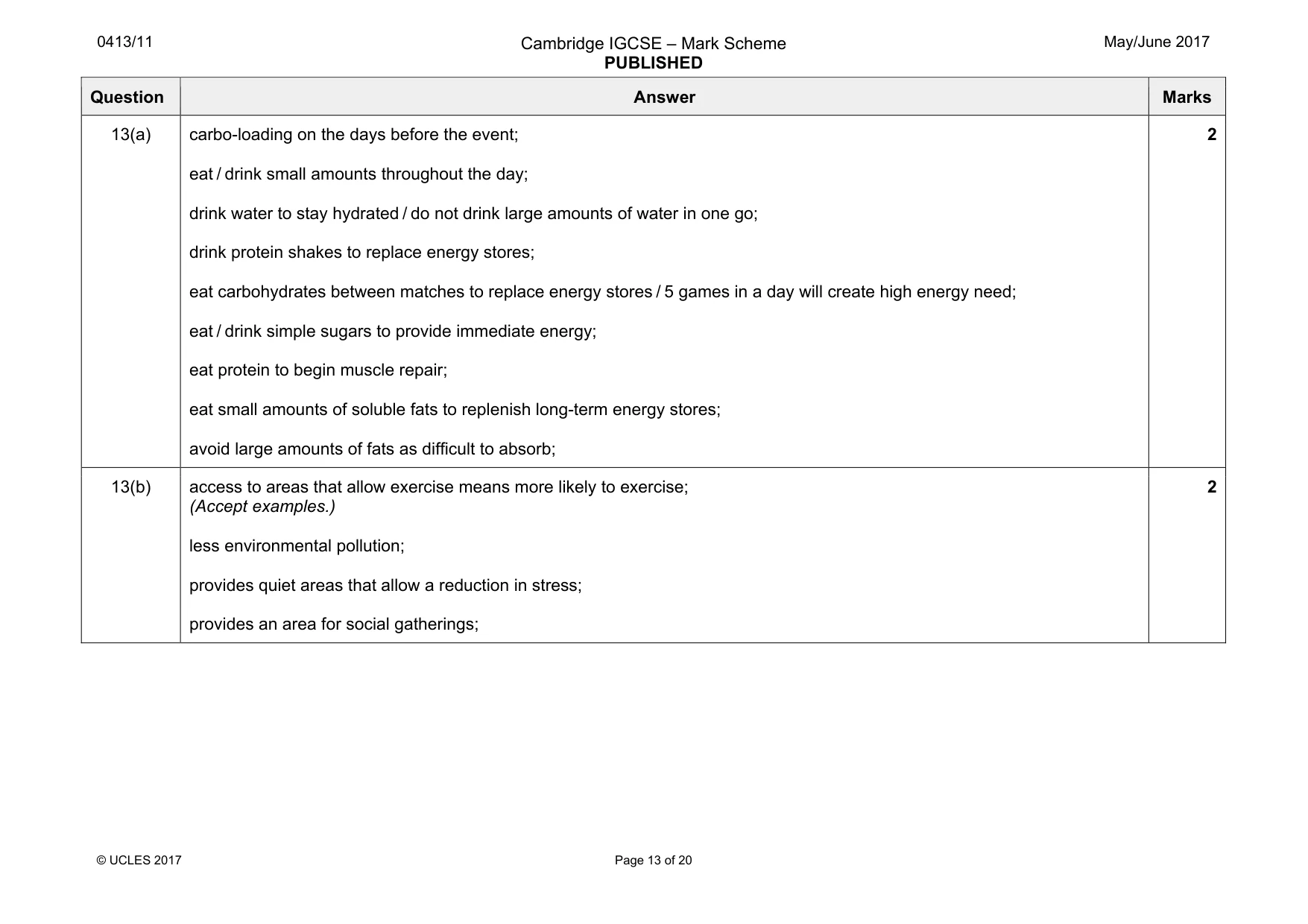 Mark scheme, page 13 of 20