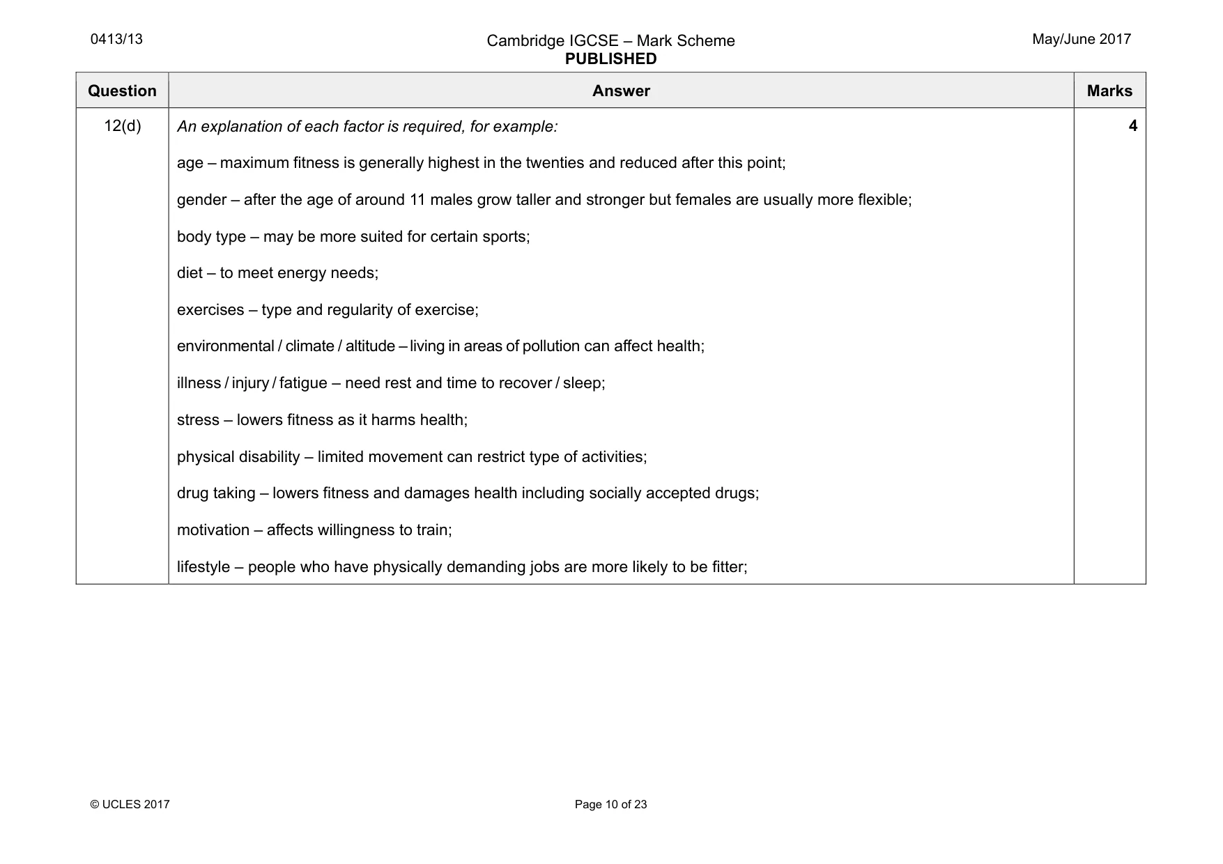 Mark scheme, page 10 of 23
