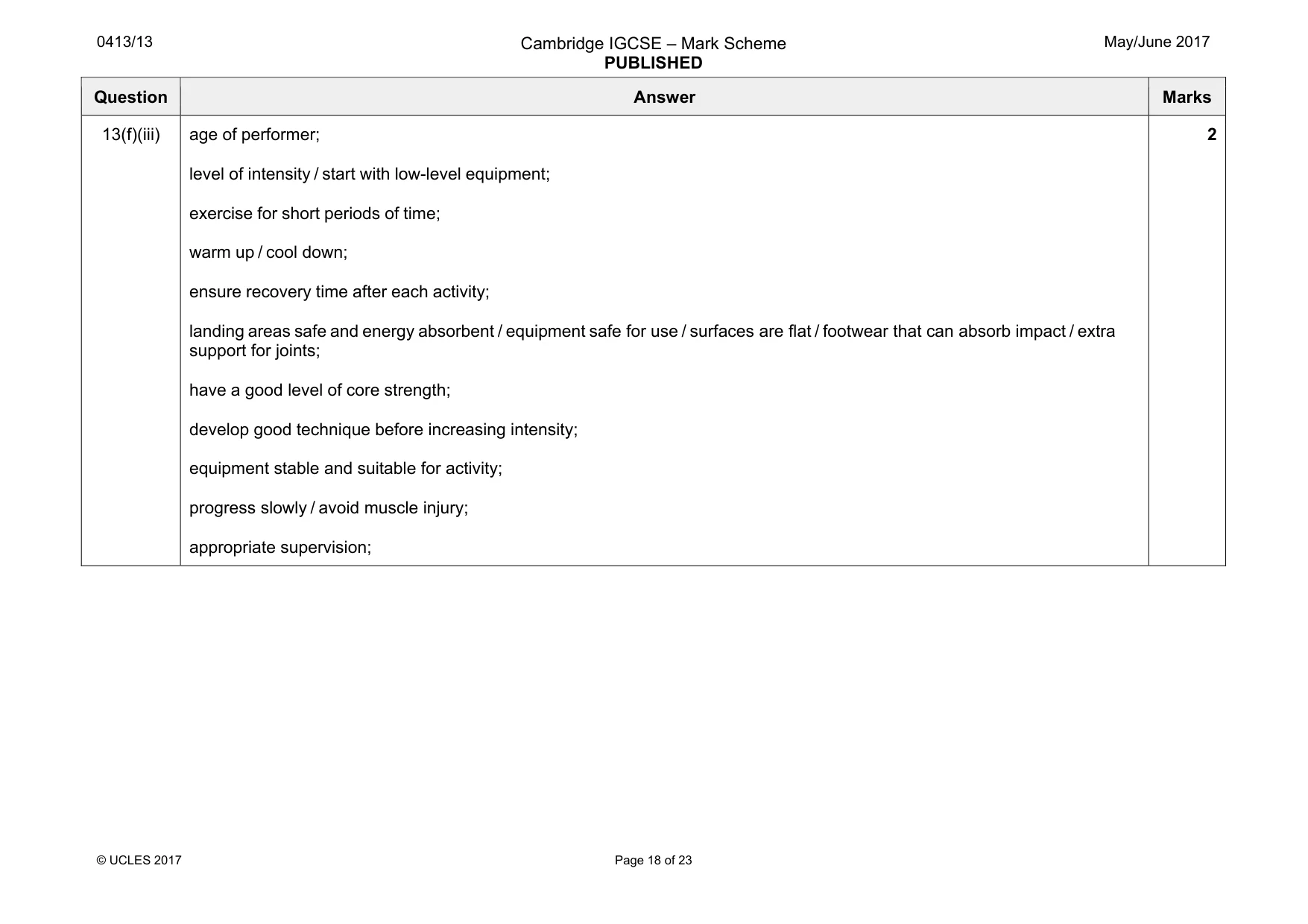 Mark scheme, page 18 of 23