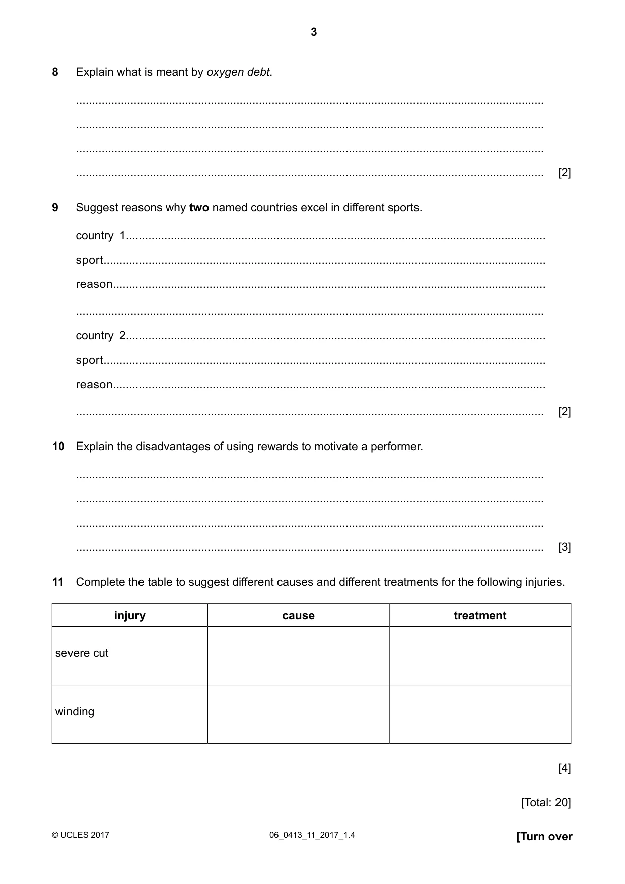 Cambridge IGCSE Physical Education 0413 2017 May/June Paper 1 · Variant 1 question paper, page 3 of 12