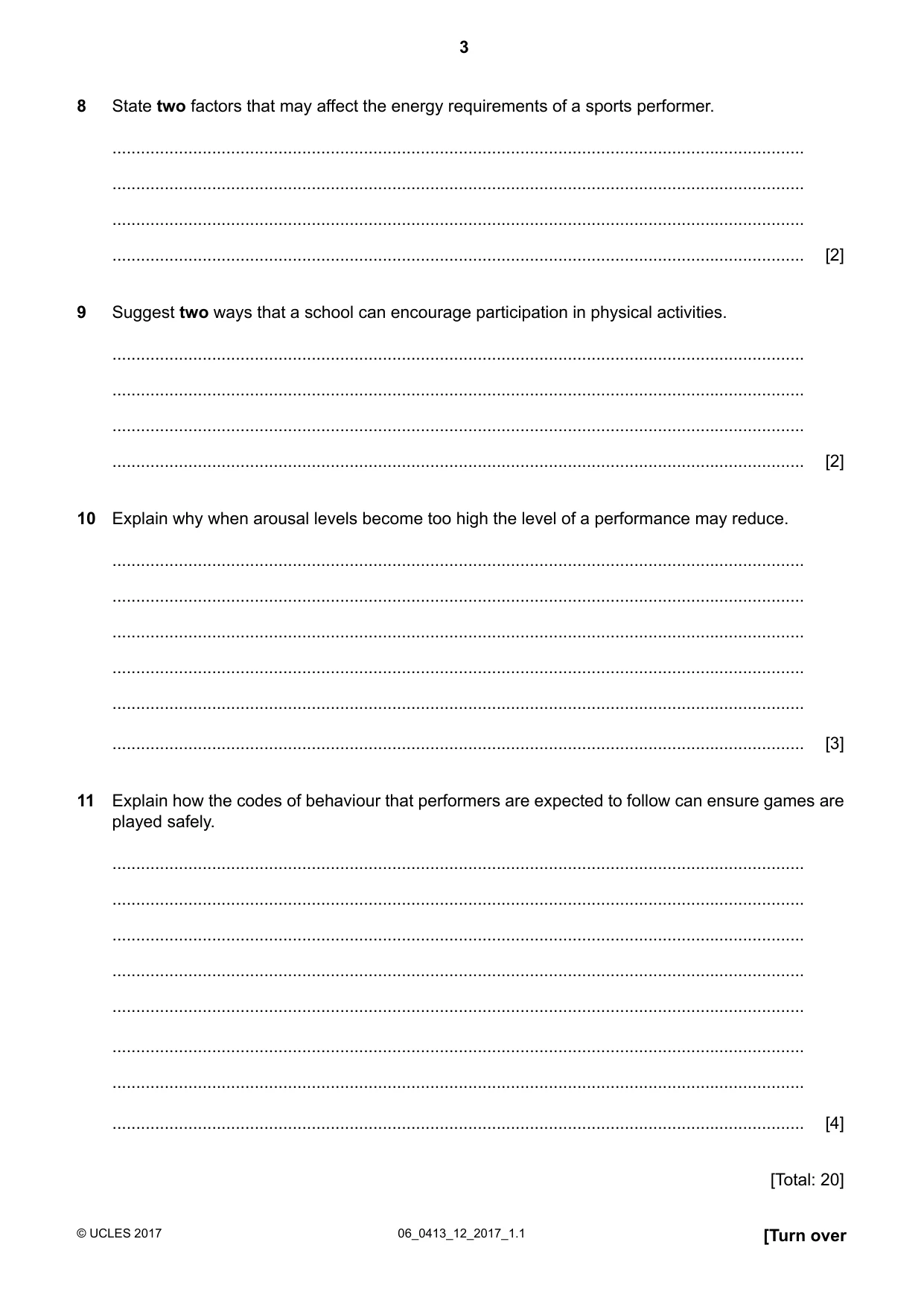 Cambridge IGCSE Physical Education 0413 2017 May/June Paper 1 · Variant 2 question paper, page 3 of 12