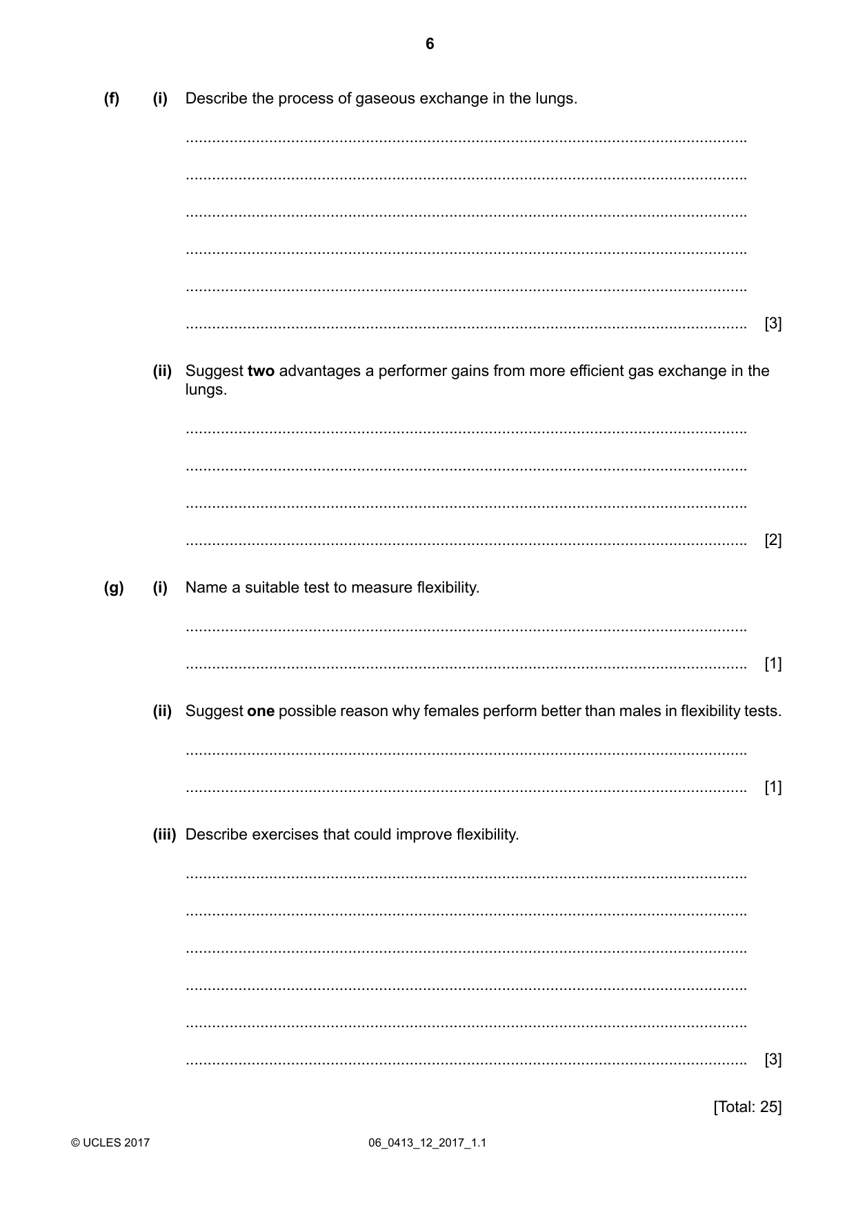 Cambridge IGCSE Physical Education 0413 2017 May/June Paper 1 · Variant 2 question paper, page 6 of 12