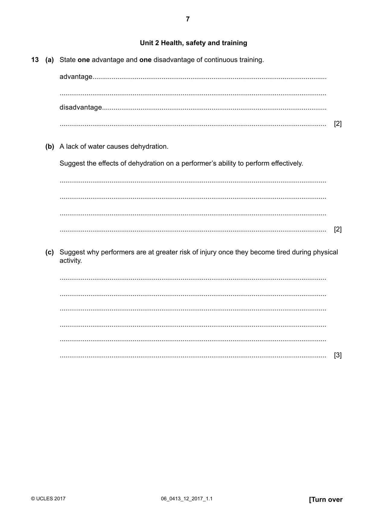 Cambridge IGCSE Physical Education 0413 2017 May/June Paper 1 · Variant 2 question paper, page 7 of 12