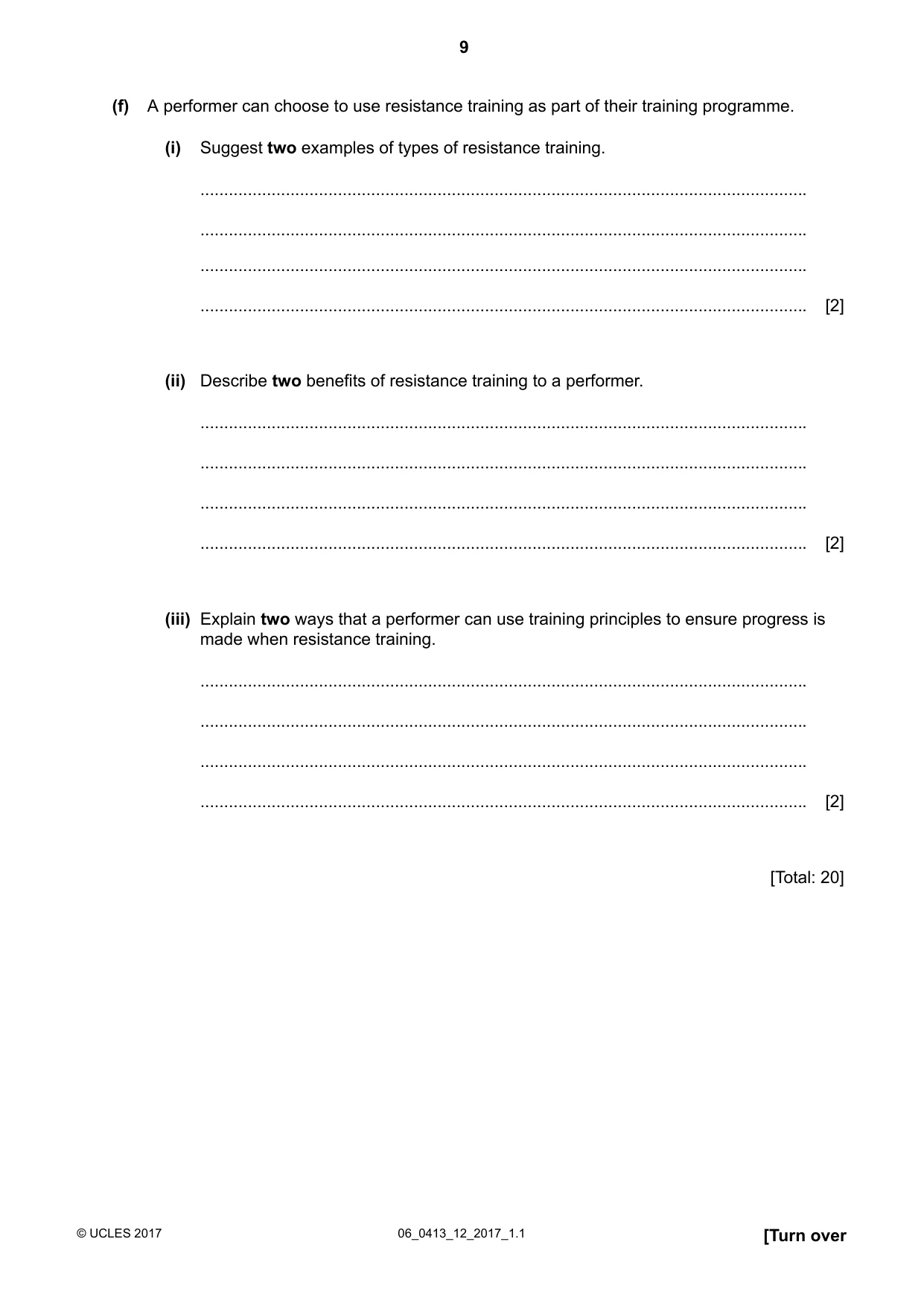 Cambridge IGCSE Physical Education 0413 2017 May/June Paper 1 · Variant 2 question paper, page 9 of 12