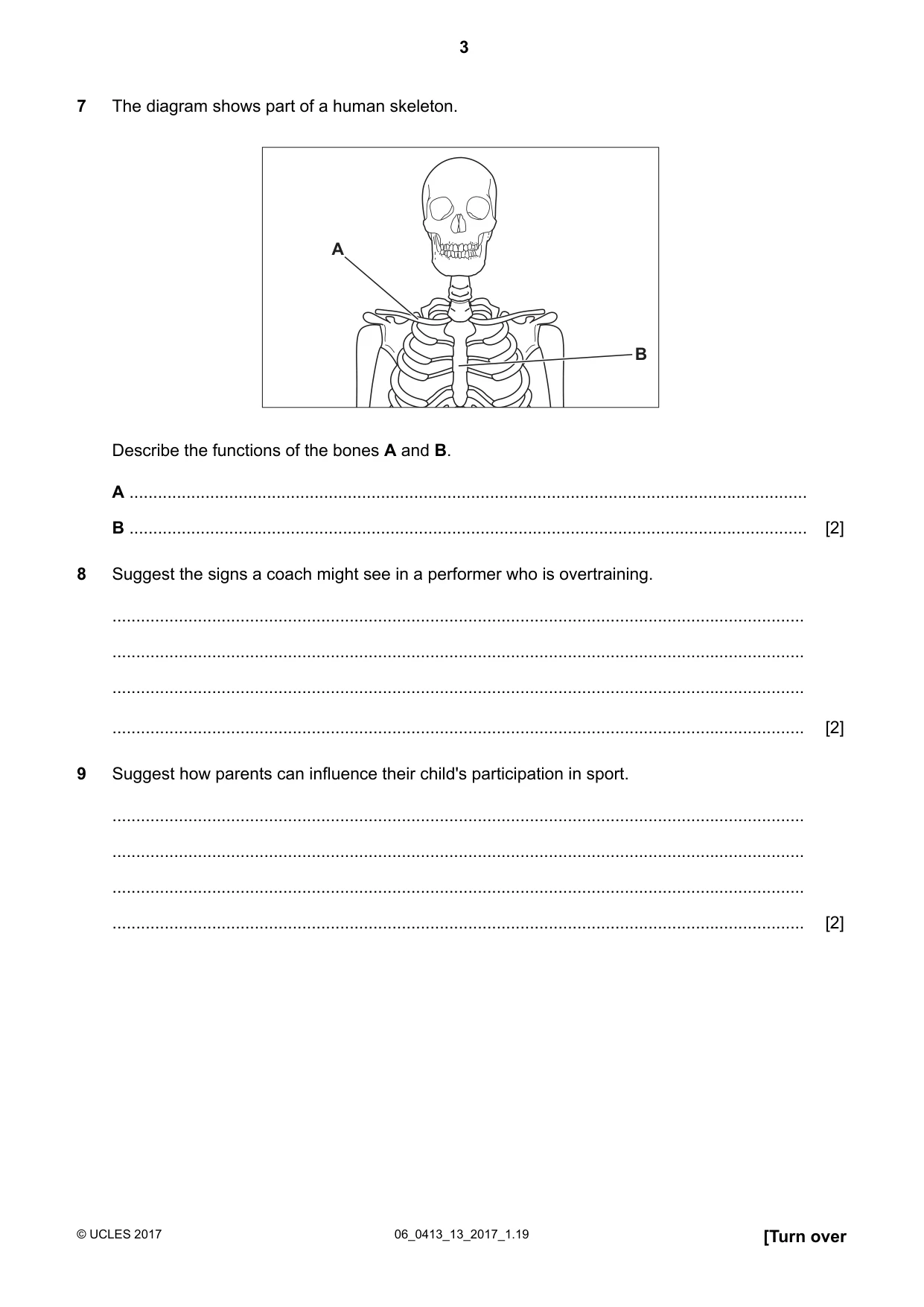 Cambridge IGCSE Physical Education 0413 2017 May/June Paper 1 · Variant 3 question paper, page 3 of 12