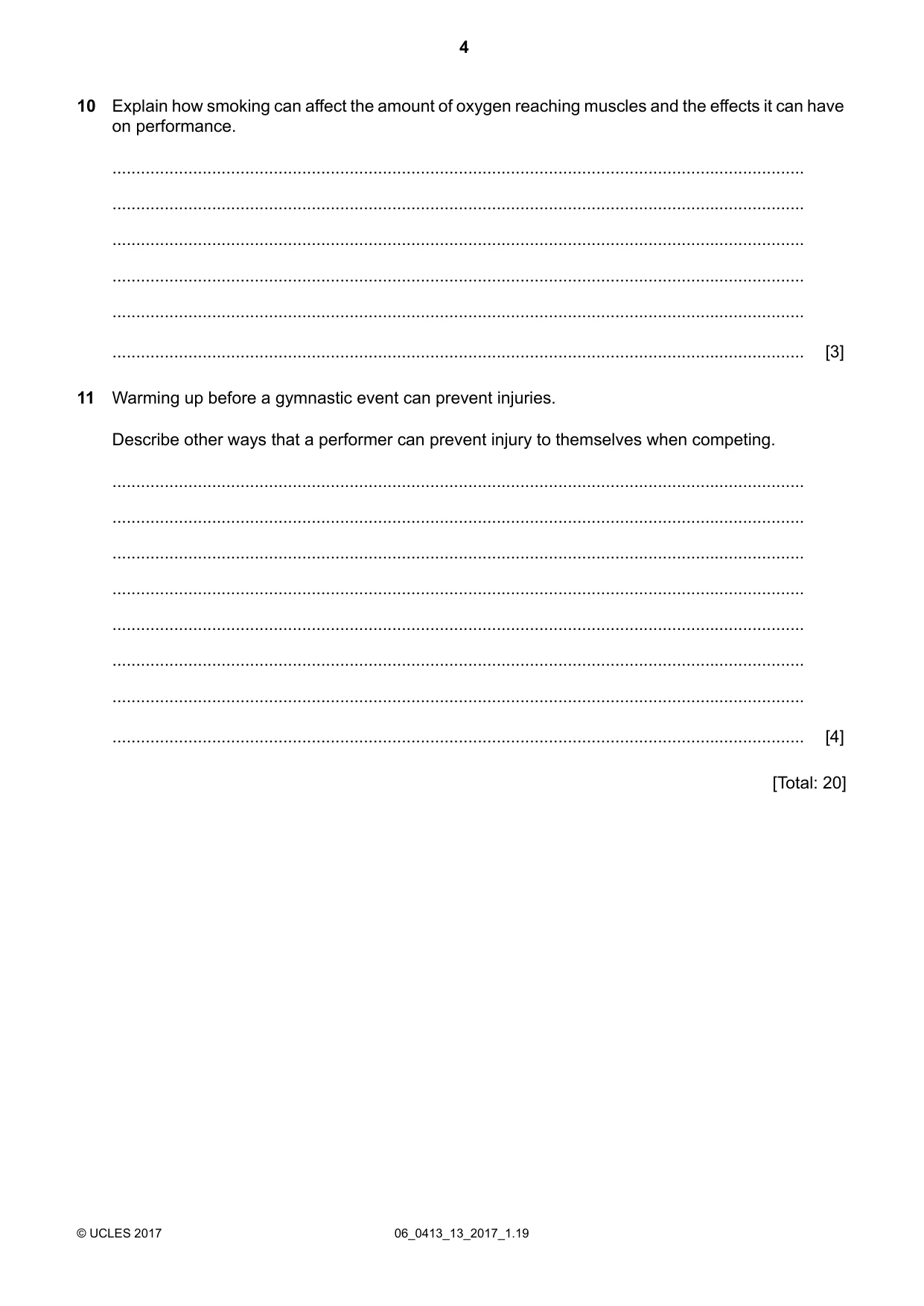 Cambridge IGCSE Physical Education 0413 2017 May/June Paper 1 · Variant 3 question paper, page 4 of 12