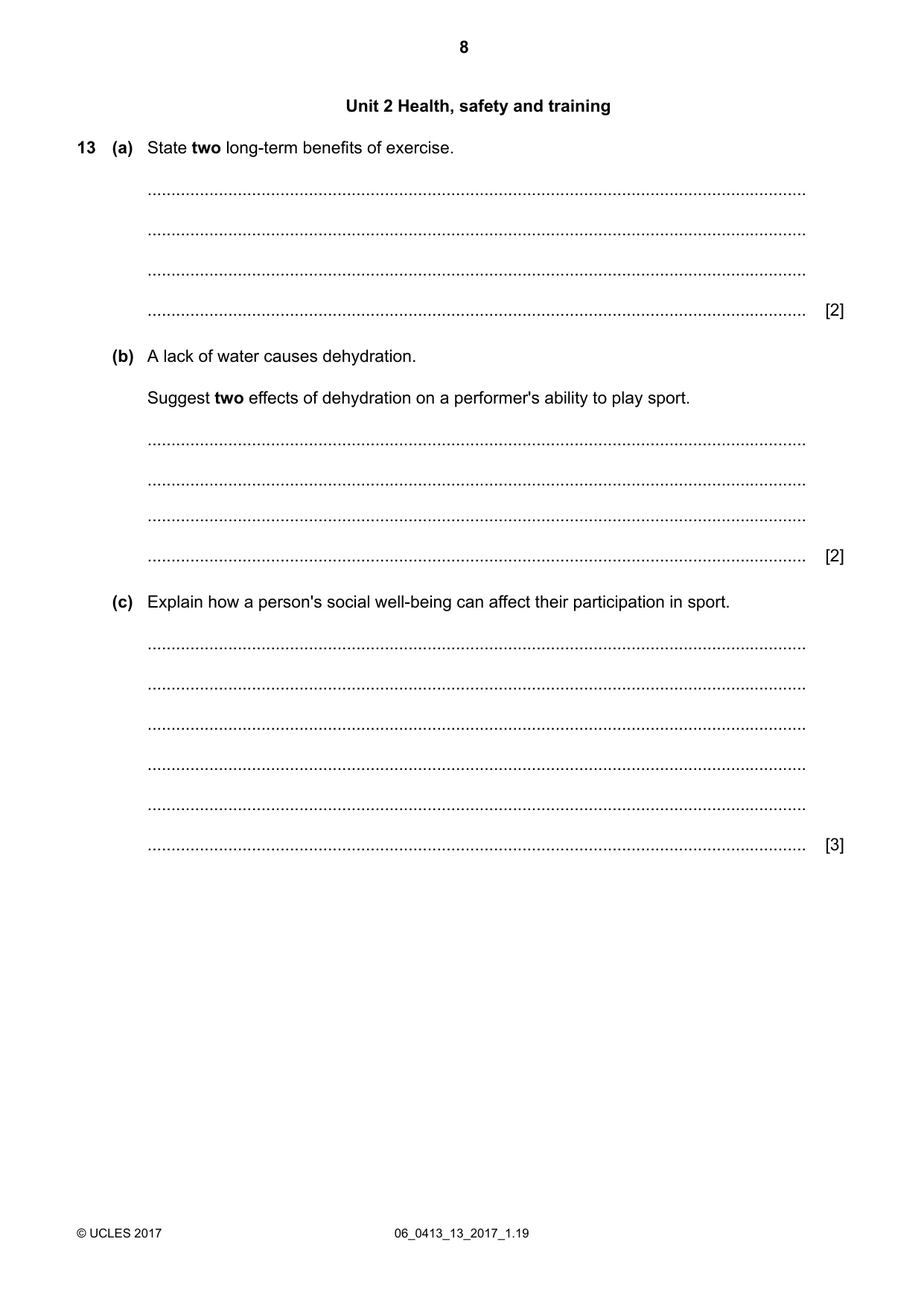 Cambridge IGCSE Physical Education 0413 2017 May/June Paper 1 · Variant 3 question paper, page 8 of 12