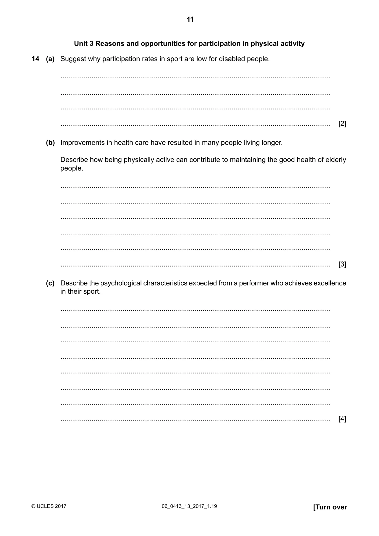 Cambridge IGCSE Physical Education 0413 2017 May/June Paper 1 · Variant 3 question paper, page 11 of 12