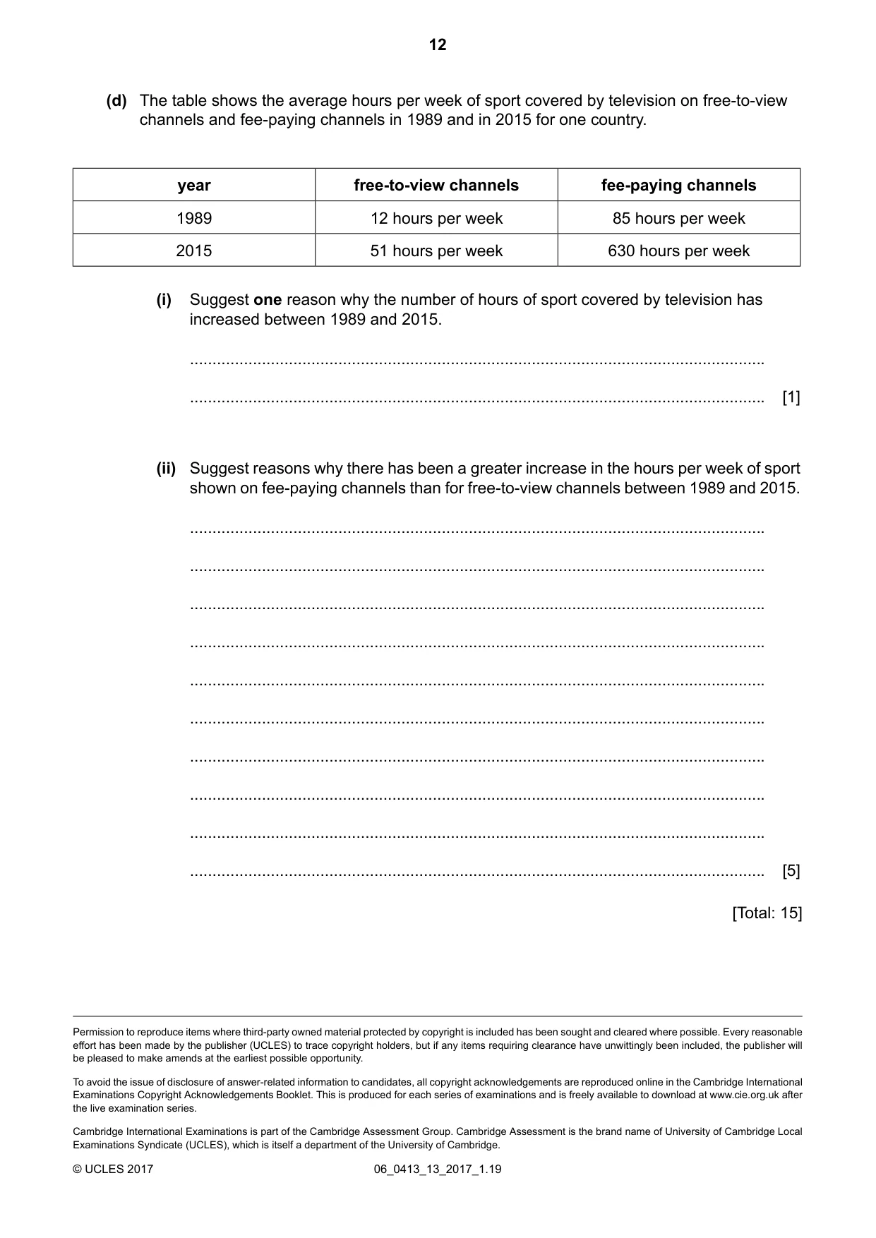 Cambridge IGCSE Physical Education 0413 2017 May/June Paper 1 · Variant 3 question paper, page 12 of 12