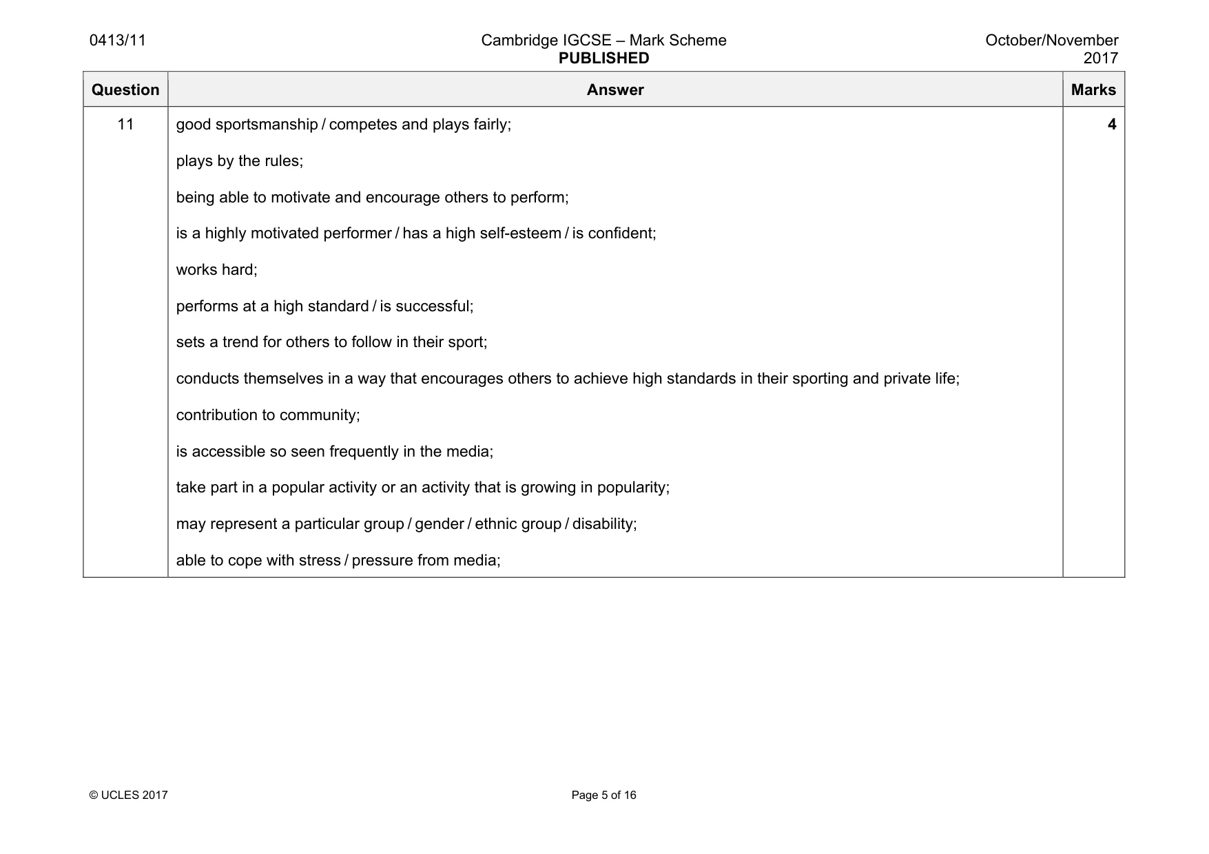 Mark scheme, page 5 of 16