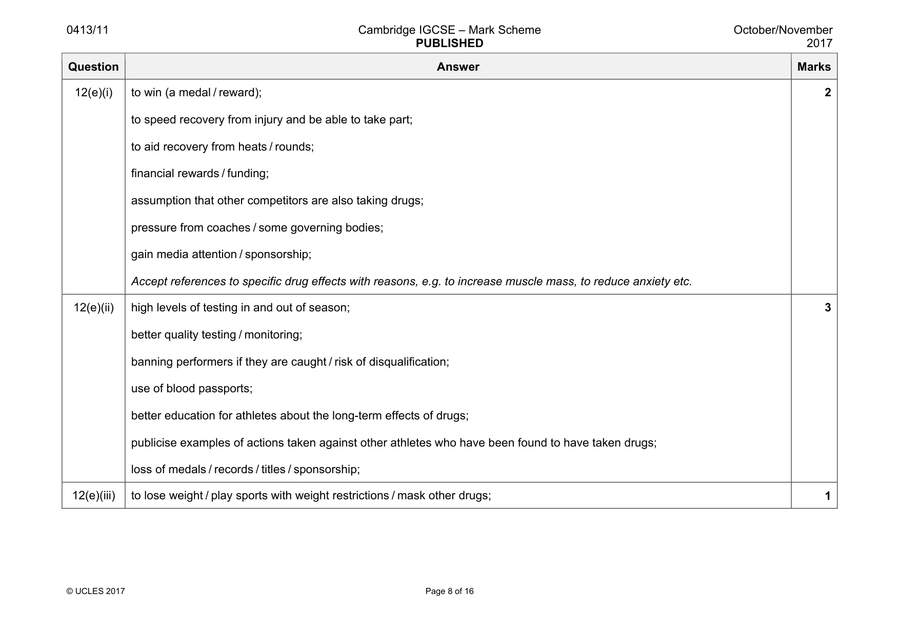 Mark scheme, page 8 of 16
