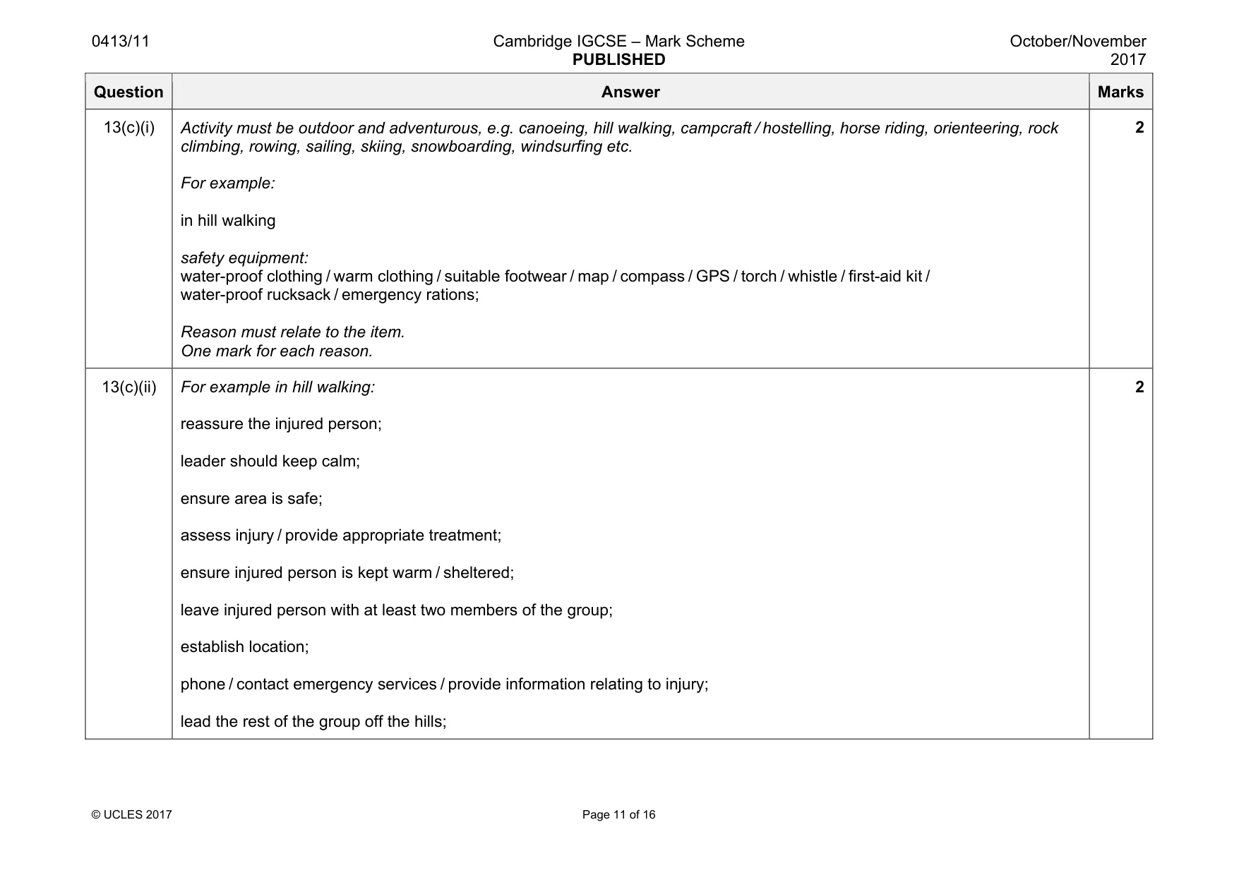 Mark scheme, page 11 of 16