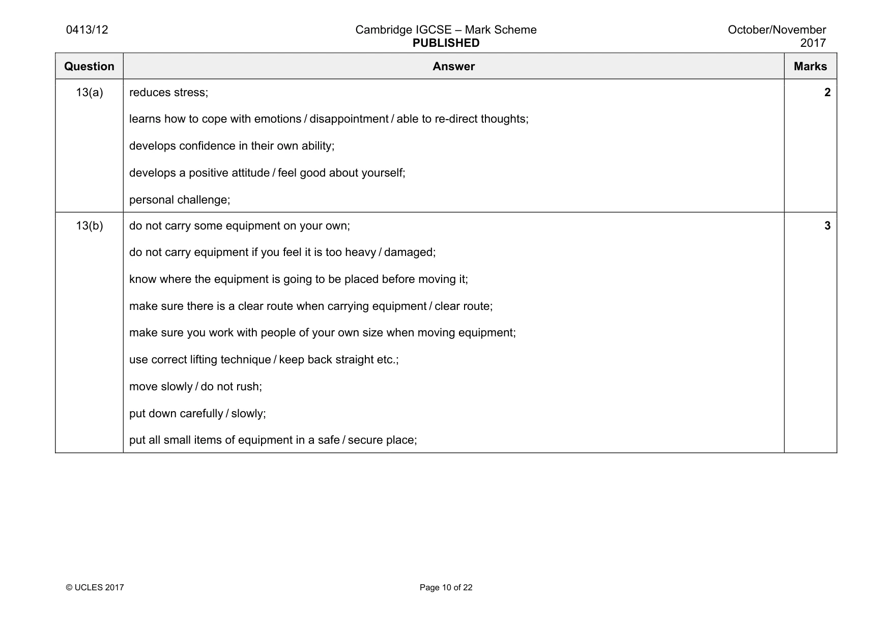 Mark scheme, page 10 of 22
