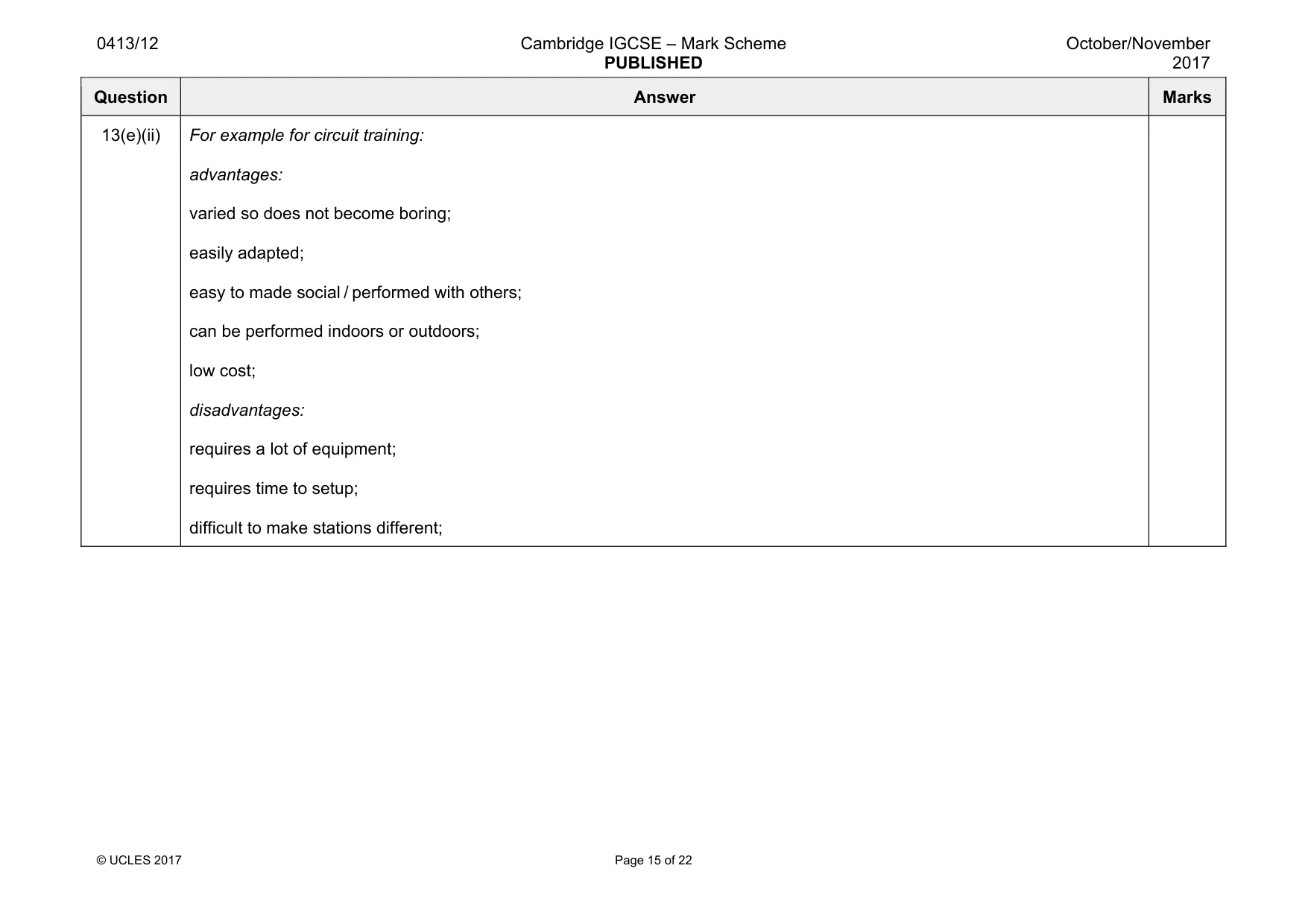 Mark scheme, page 15 of 22