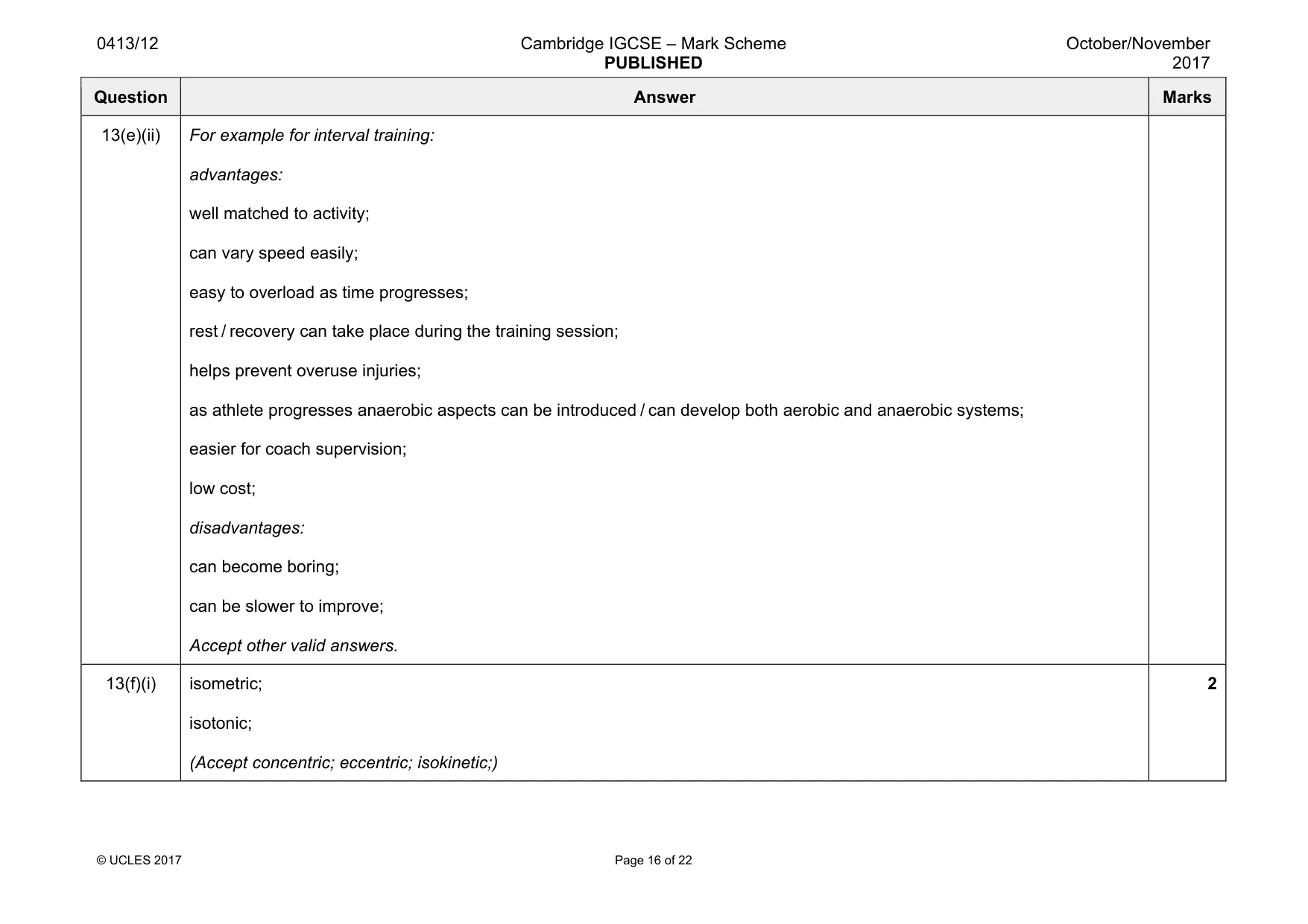 Mark scheme, page 16 of 22
