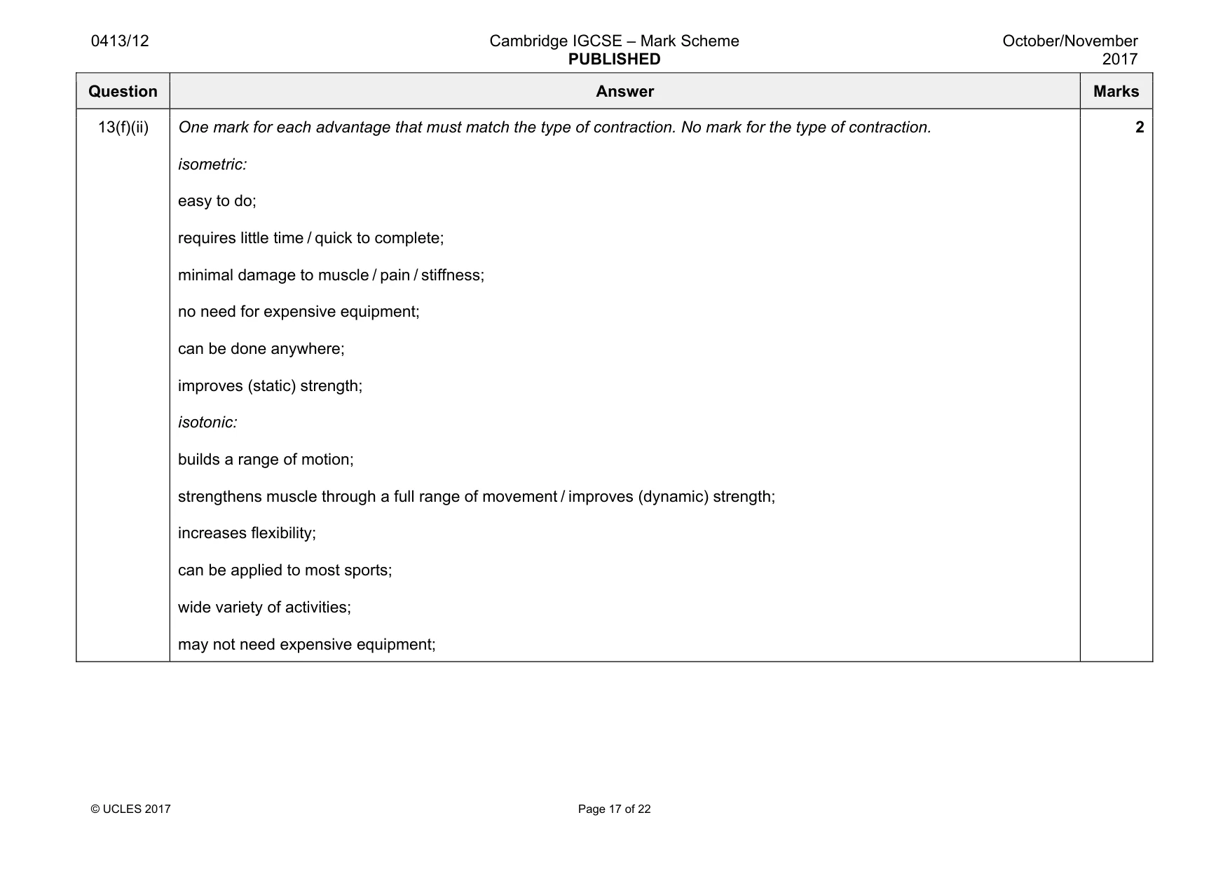 Mark scheme, page 17 of 22