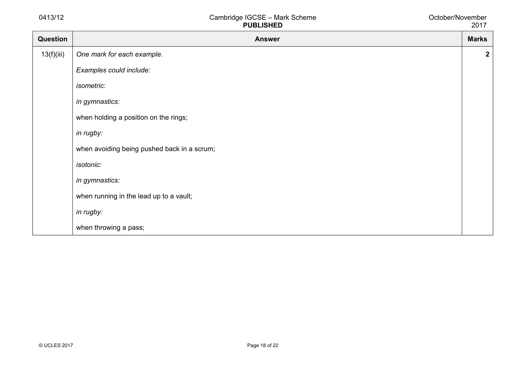 Mark scheme, page 18 of 22