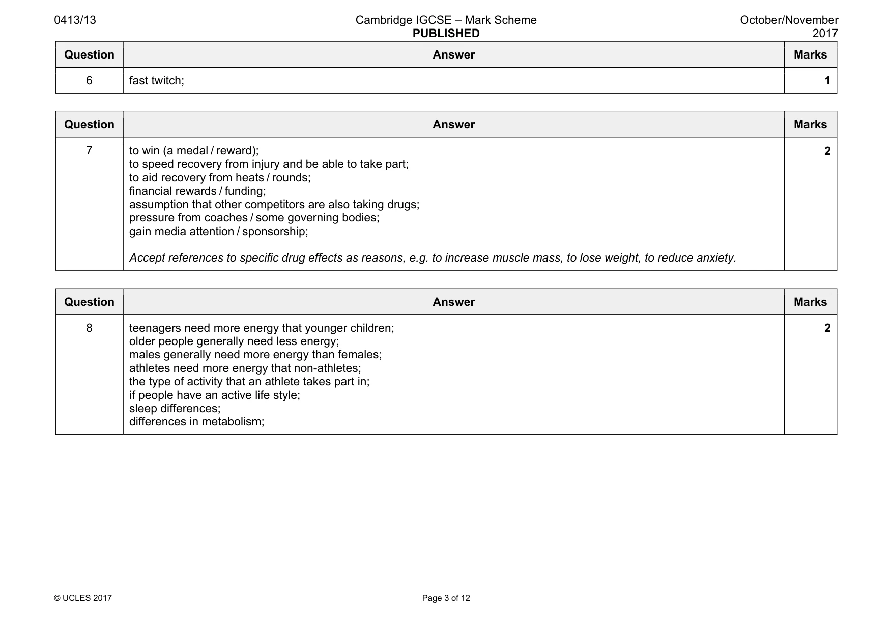Mark scheme, page 3 of 12