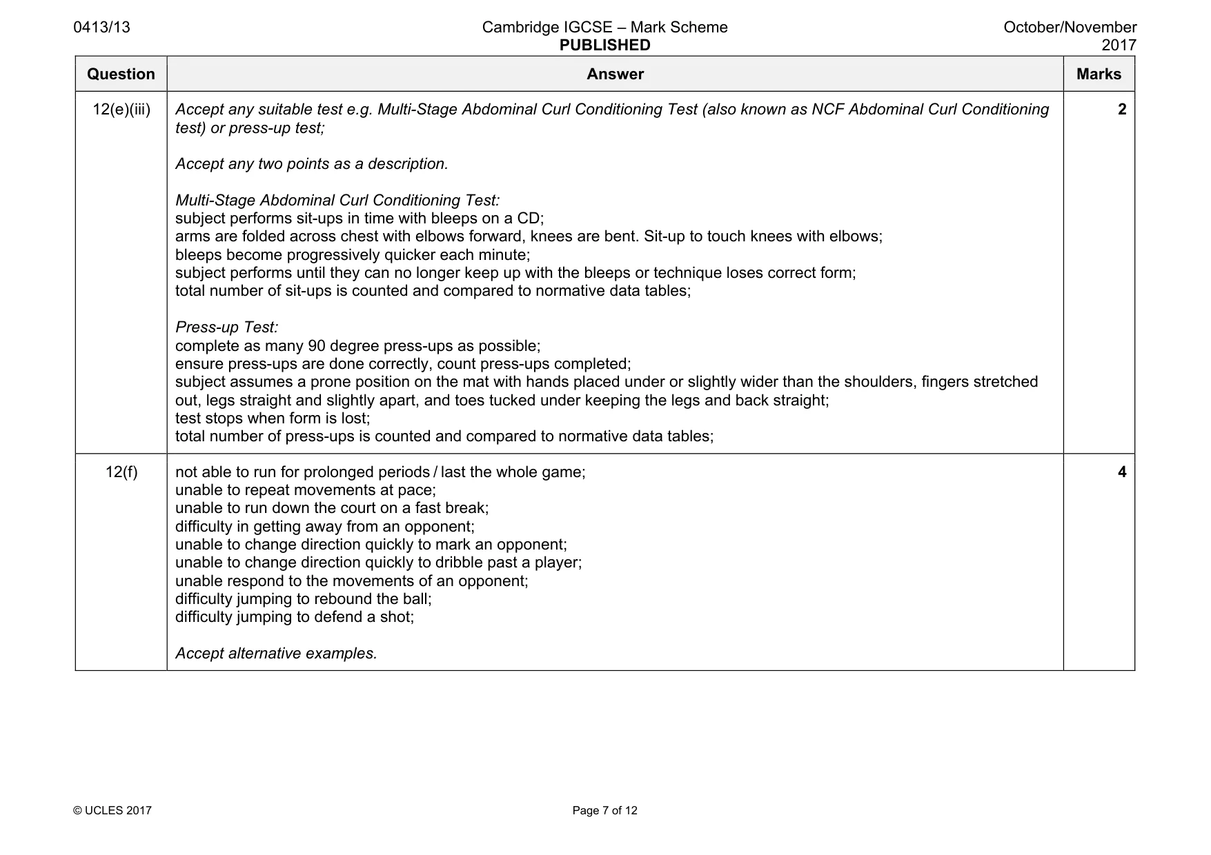 Mark scheme, page 7 of 12